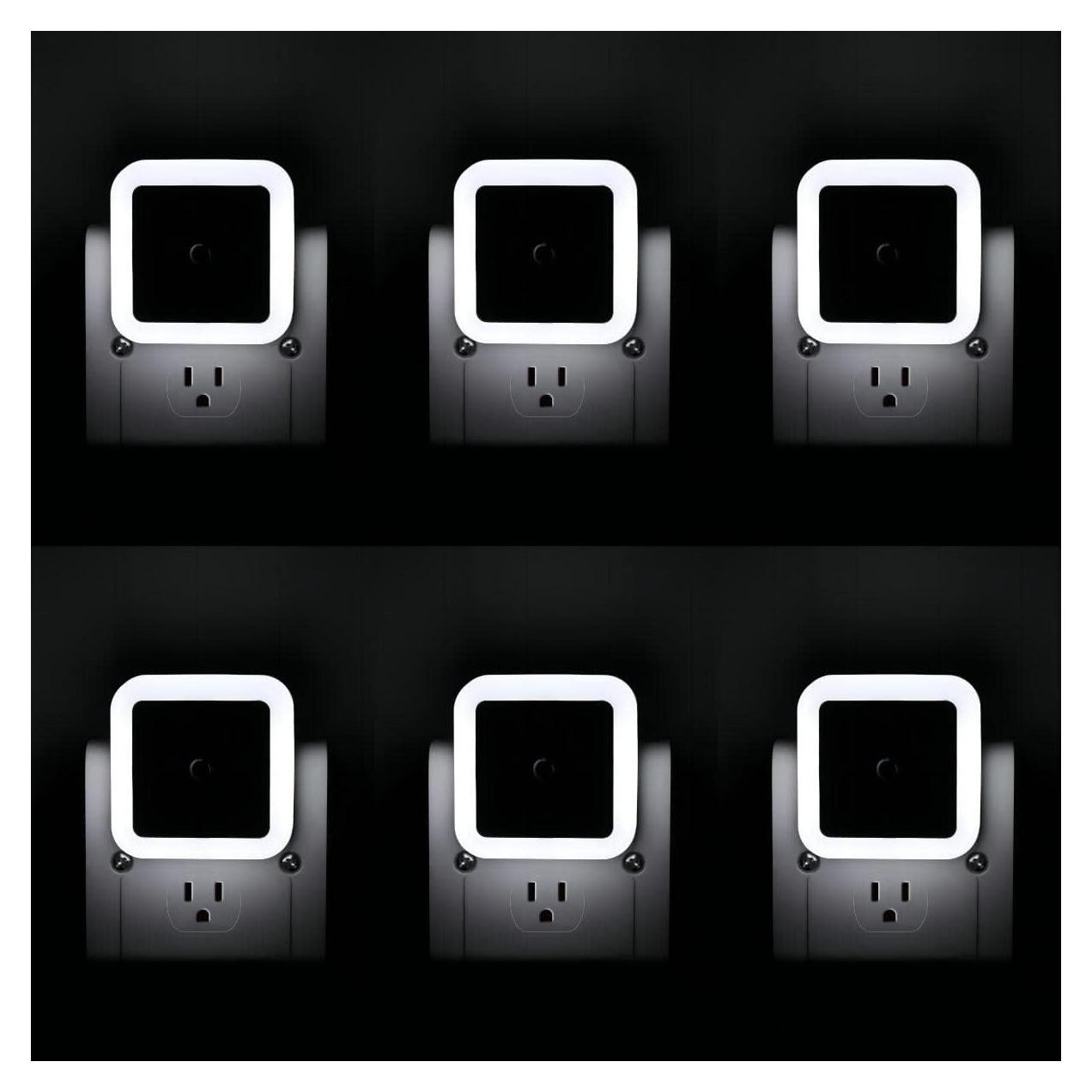 Luz Nocturna LED KINUR Enchufable con Sensor Diurno 6 Pzas