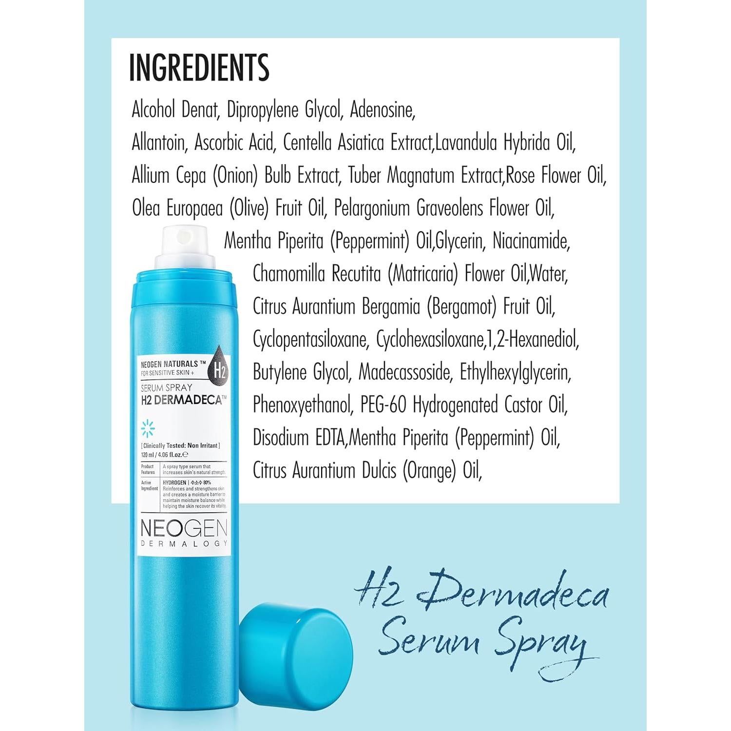 Neogen H2 Dermadeca Serum Facial Spray 120 ml - Hidratante con Niacinamida