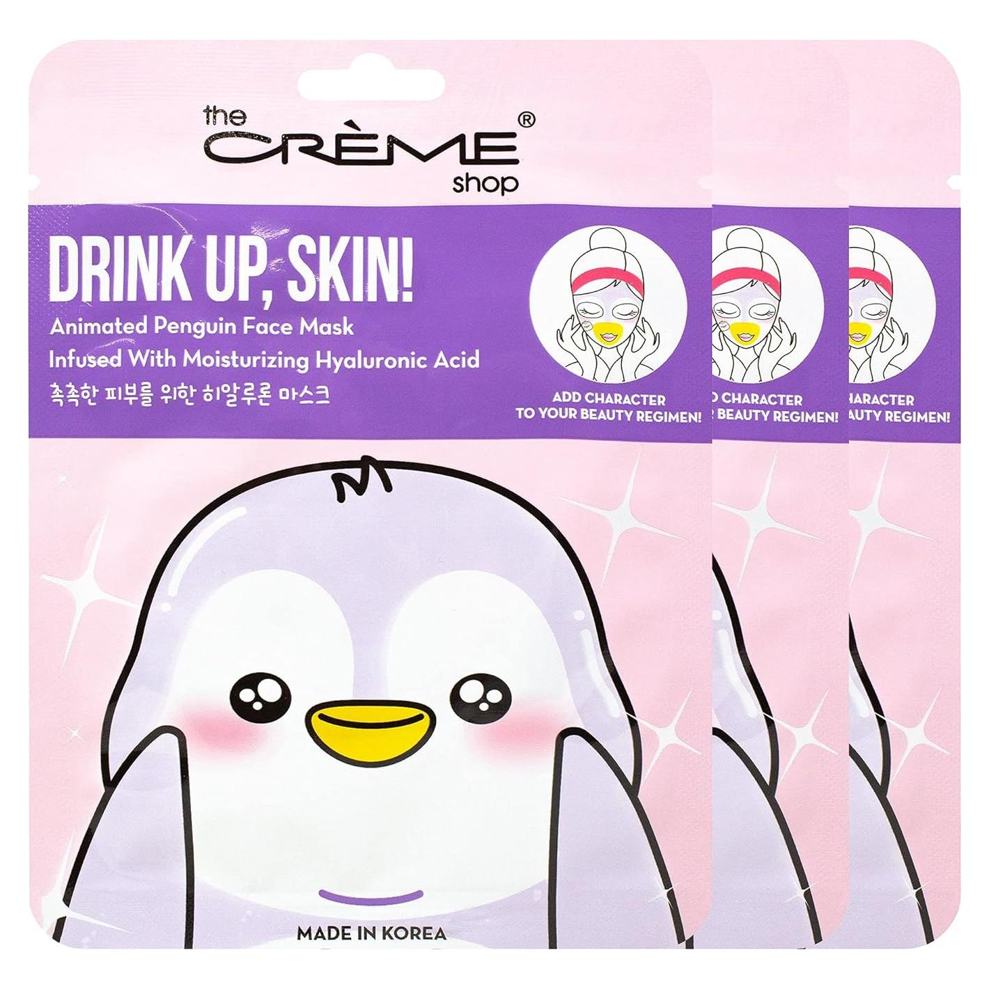 Máscara Facial Hidratante The Crème Shop Pingüino 3 Piezas