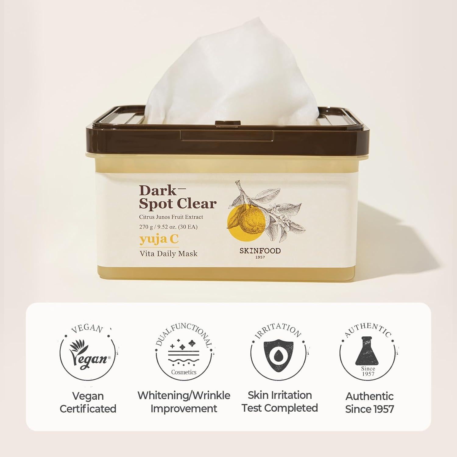 Mascarilla Facial SKINFOOD Yuja C Vita 30 Unidades - Cuidado Piel