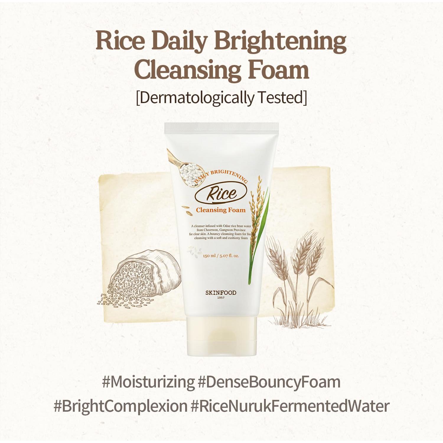 Espuma Limpiadora Diaria SKINFOOD Arroz 150ml - Suave y Delicada