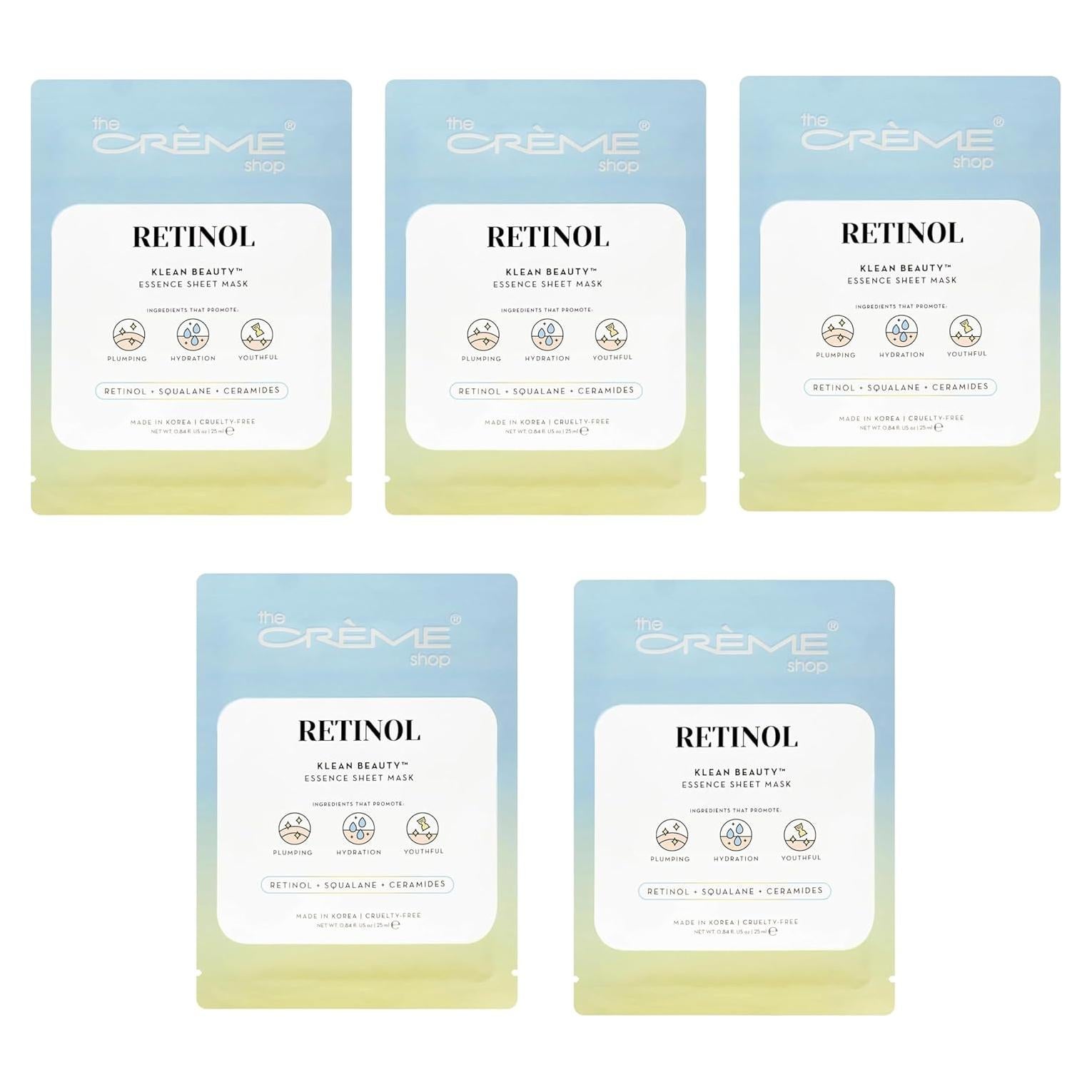 Mascarillas Faciales de Retinol La tienda Crème - Paquete de 5