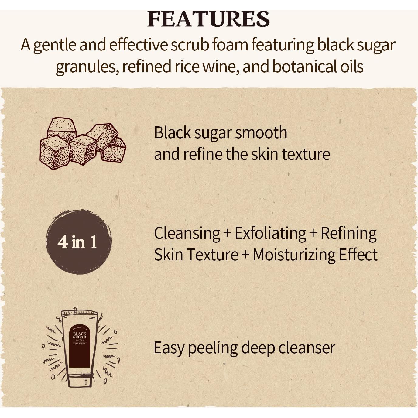 Exfoliante Espuma Facial SKINFOOD Azúcar Negro 180g