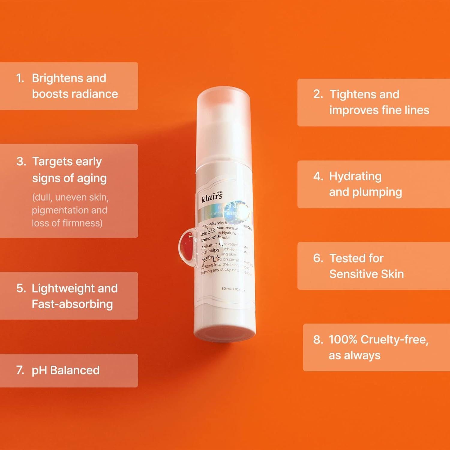 Suero Vitamina C Klairs 30 ml - Ácido Ascórbico 10% Piel Sensible