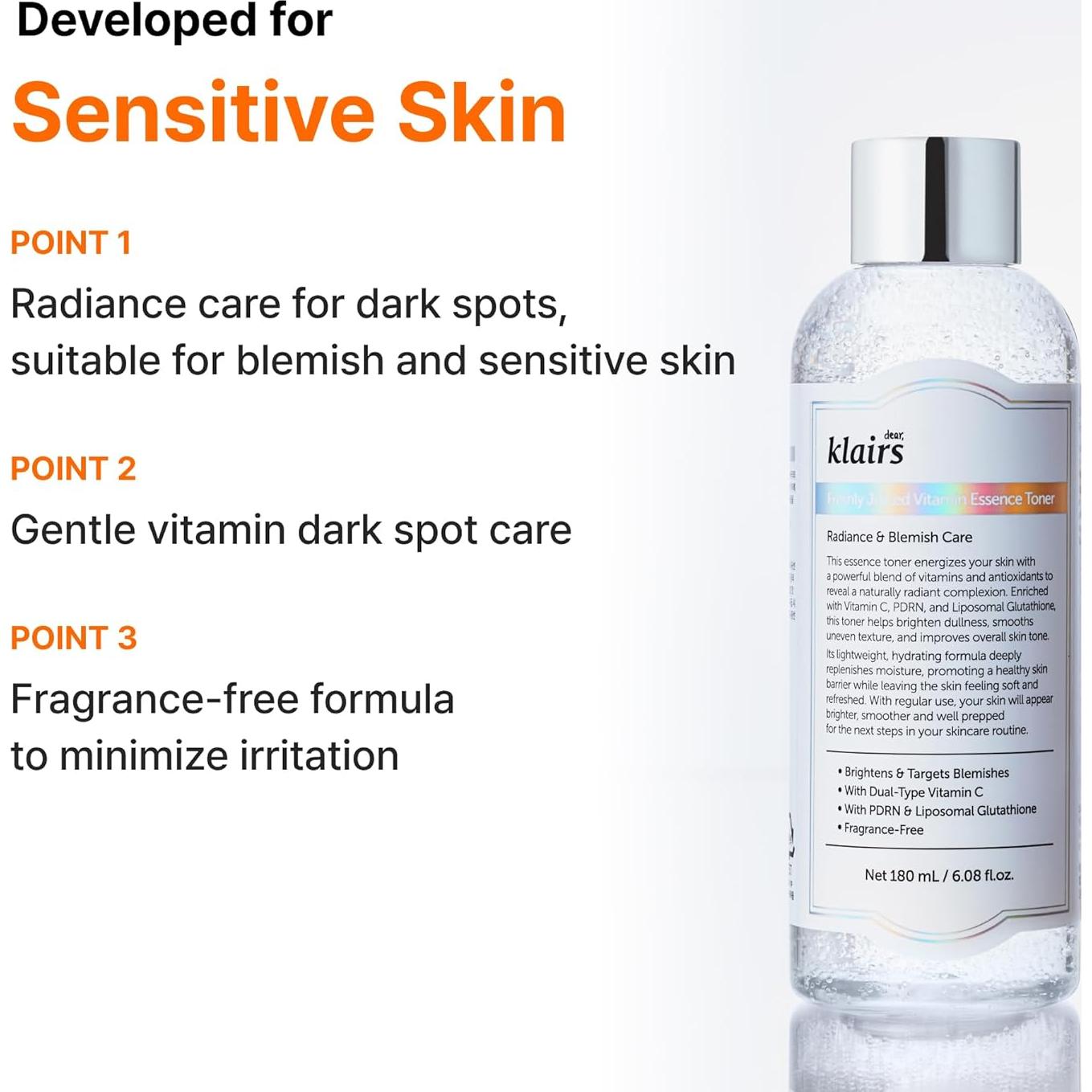 Tónico de Vitamina C Dear Klairs 180 ml - Sin Fragancia