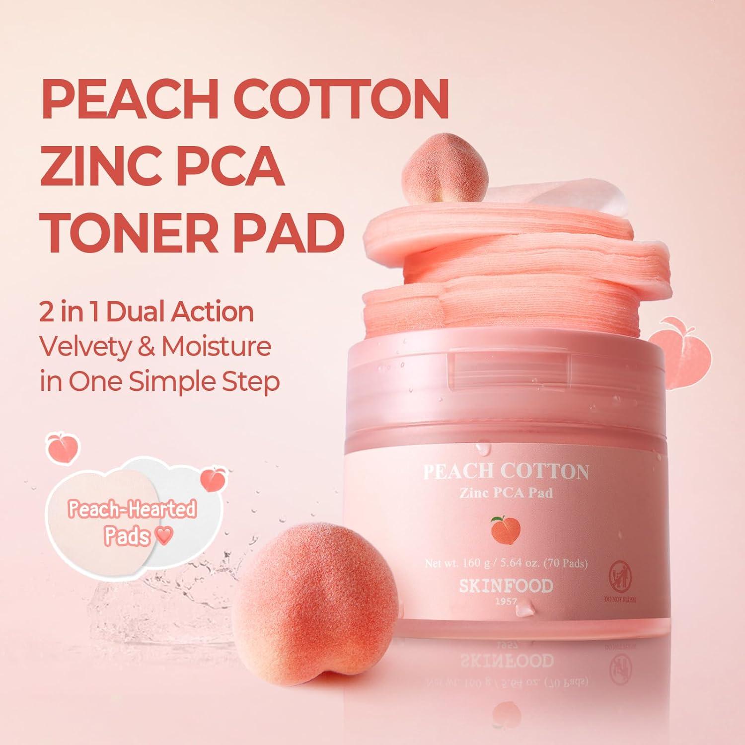 Almohadillas de Tónico Zinc PCA Durazno SKINFOOD 70 unidades