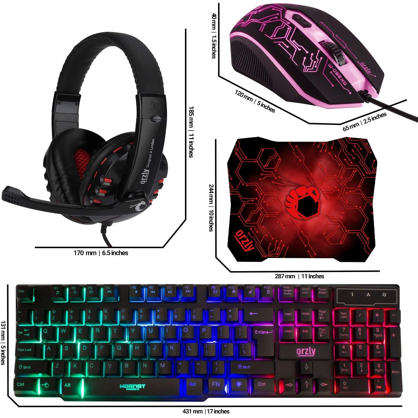 Paquete Gaming Orzly RX-250 Teclado, Ratón, Auriculares