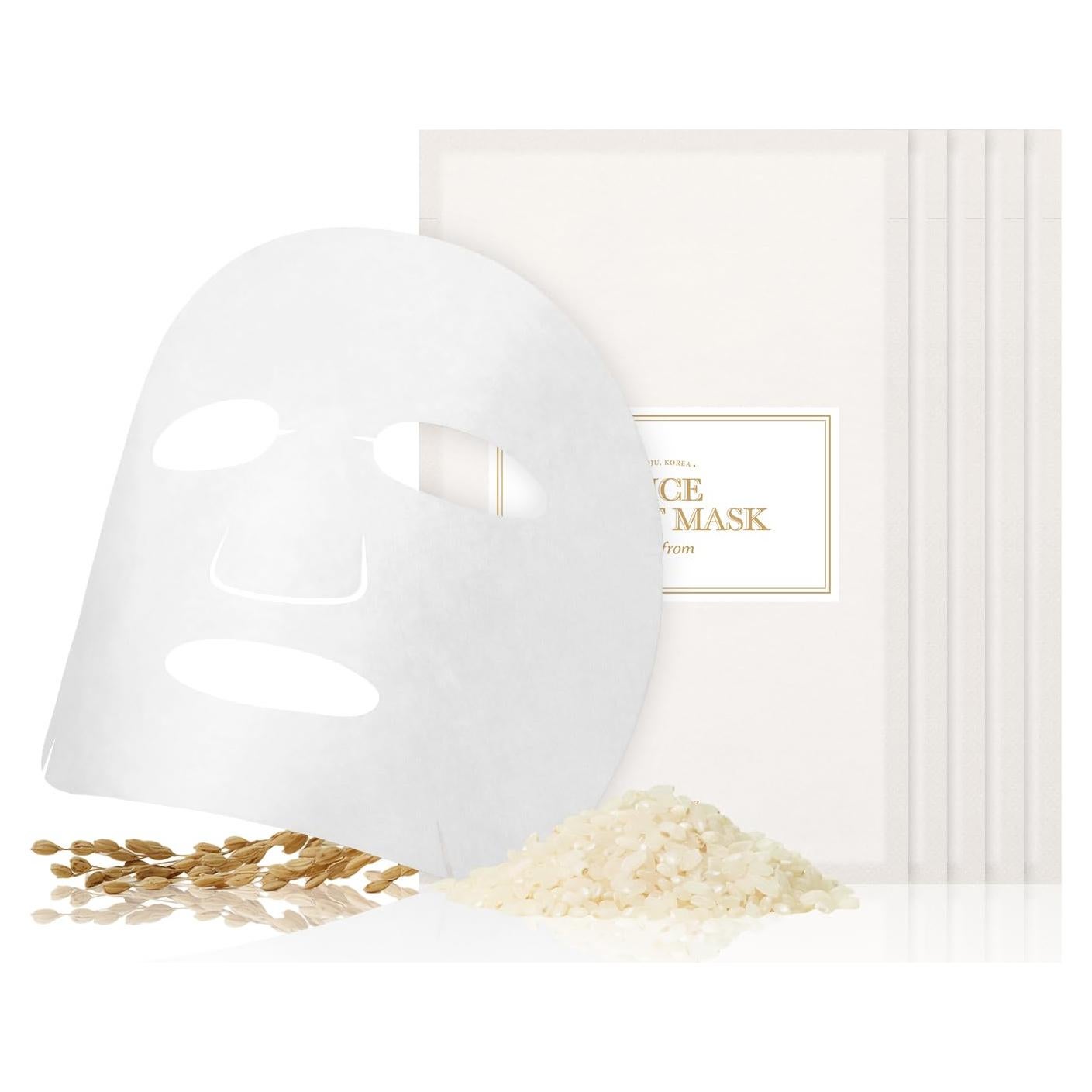 Mascarilla Facial de Tela de Arroz Imine - Hidratación Vegana 5 Unidades