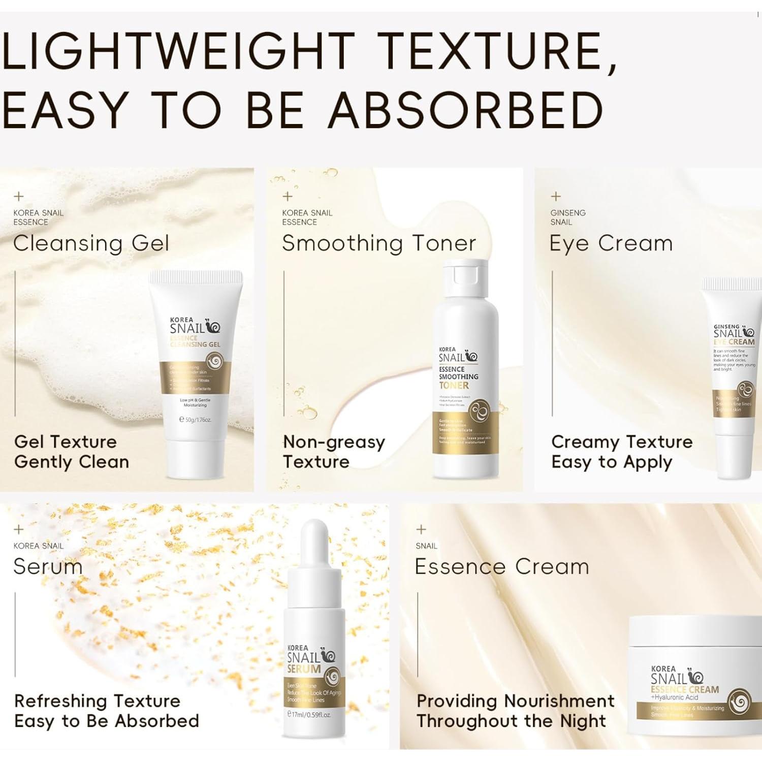 Kit de Cuidado de Piel Coreano Evolvique 5PCS Hidratante