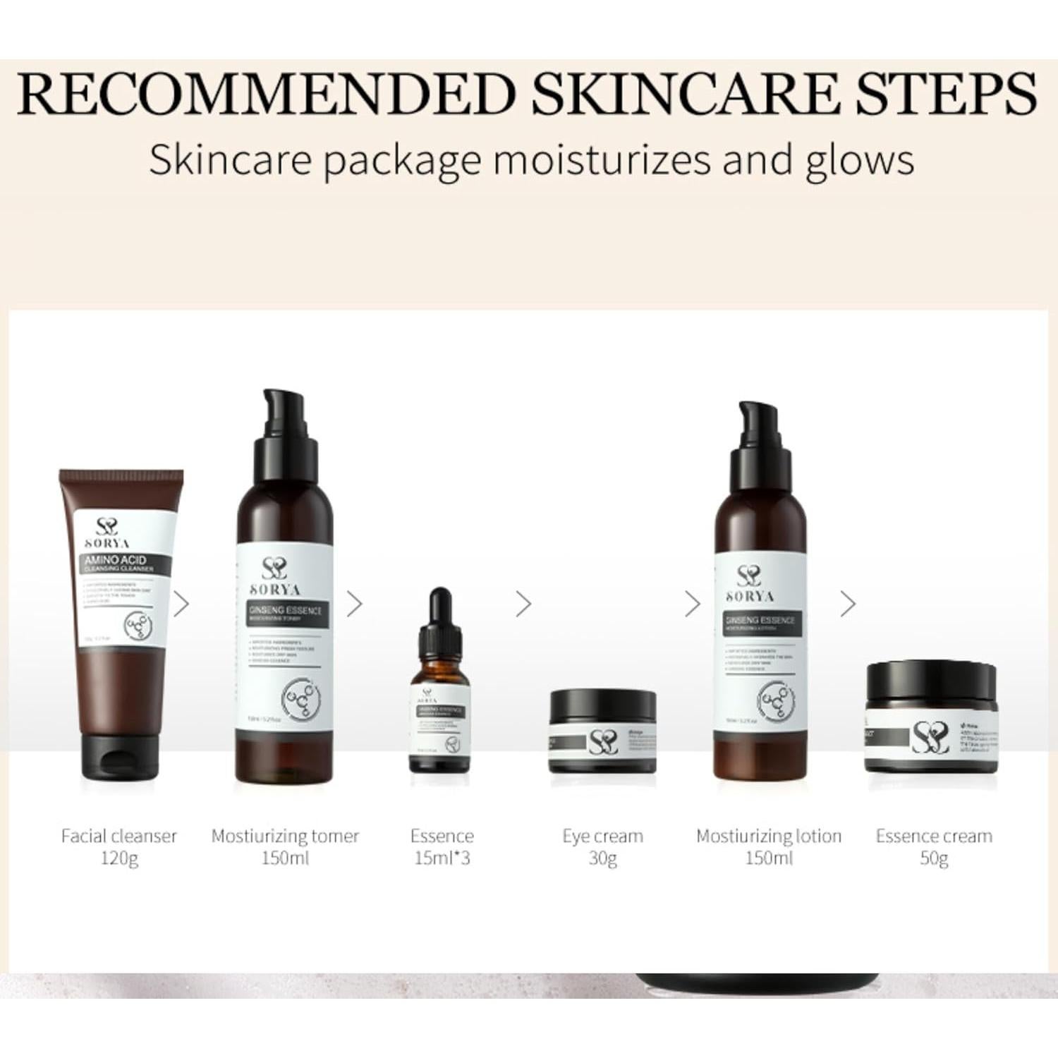 Juego de Cuidado de Piel SORYA 8 Piezas Ginseng Rojo Coreano