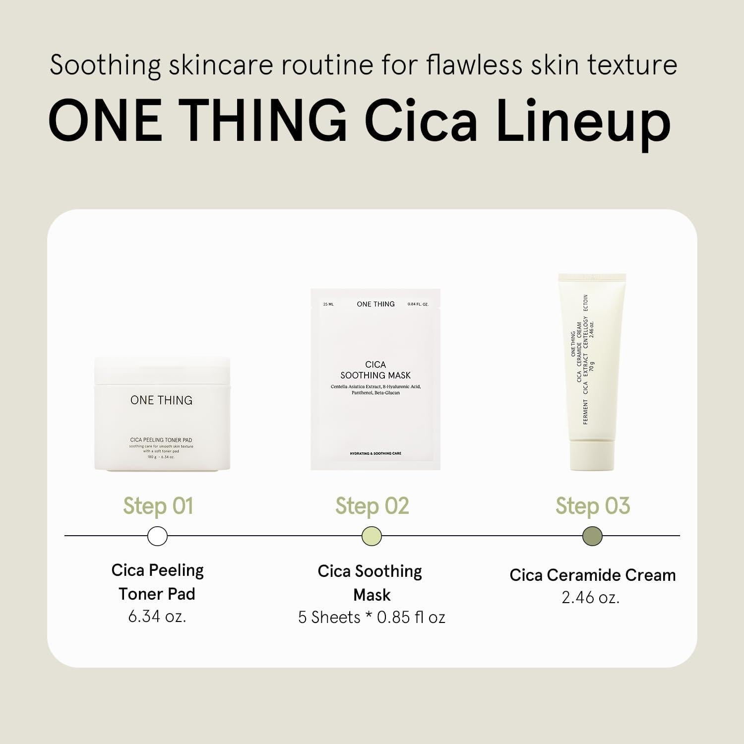 ONE THING Almohadillas Exfoliantes Cica 180 g - Veganas