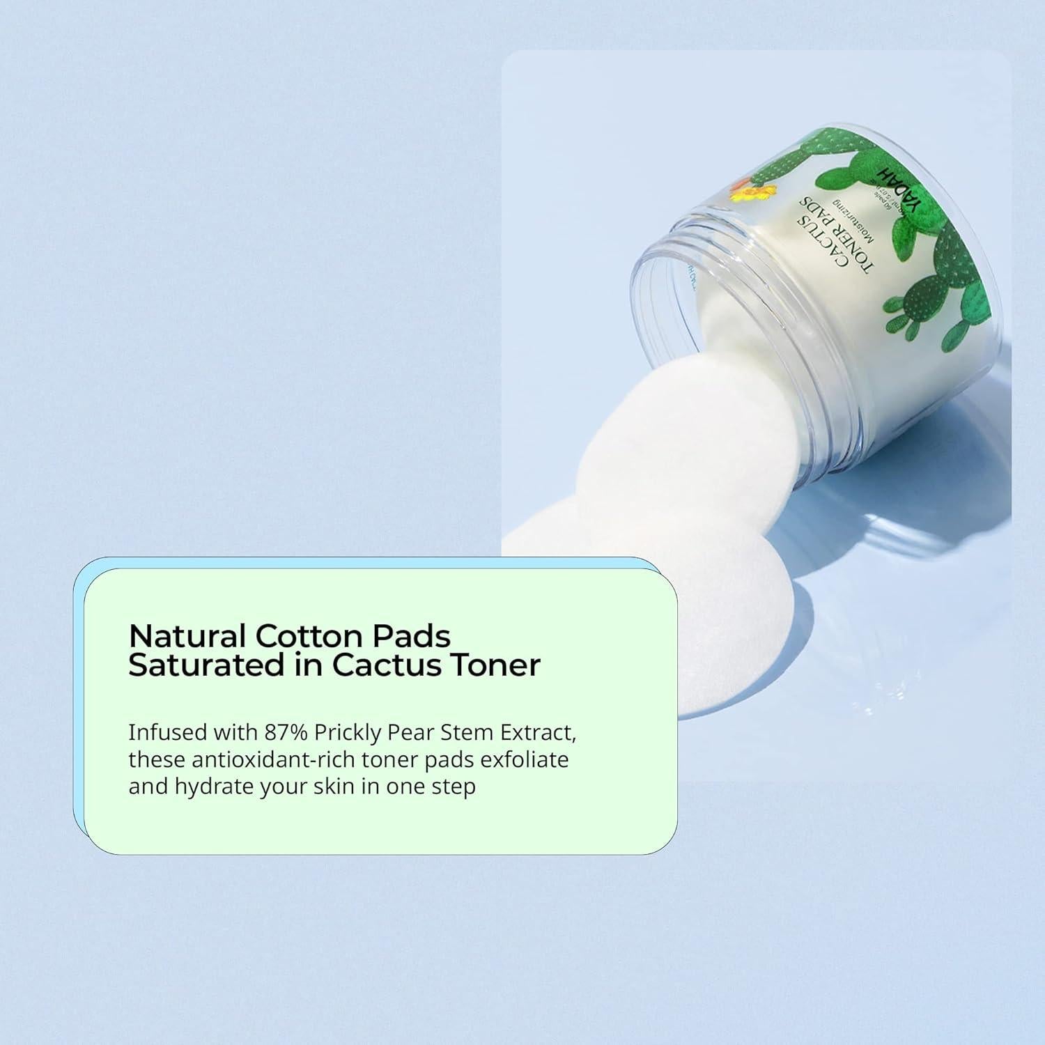 Almohadillas Tónicas de Cactus YADAH 150 ml 60 Unidades Exfoliantes
