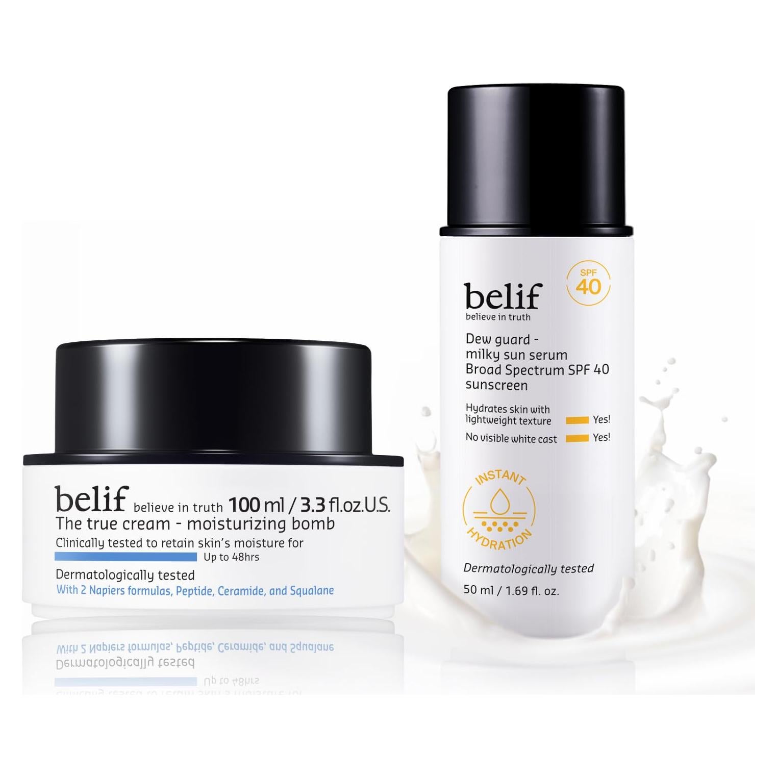 Set de Cuidado de Piel belif: Bomba Hidratante 100ml + Suero Solar SPF 40