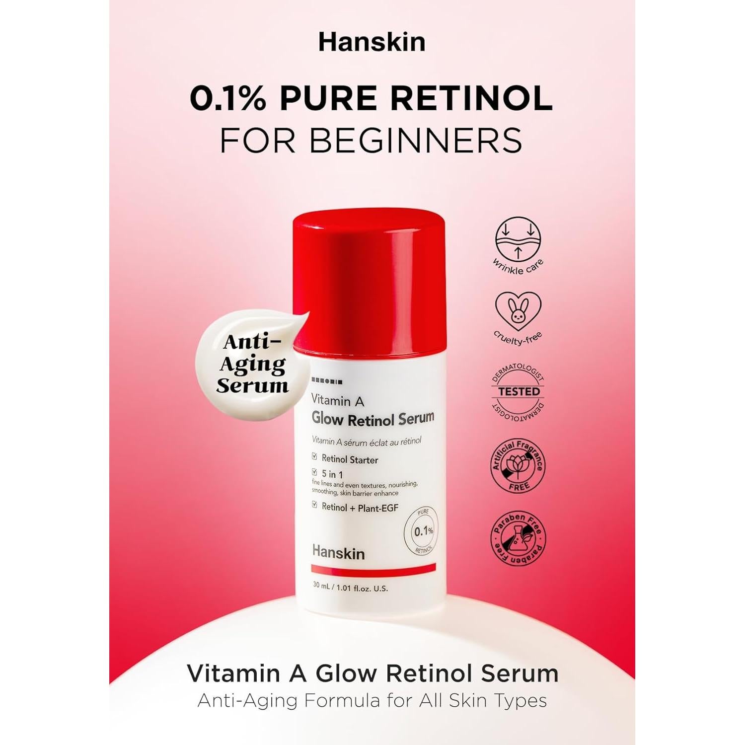 Suero Facial de Retinol Puro Hanskin 0.1% 30ml Antienvejecimiento