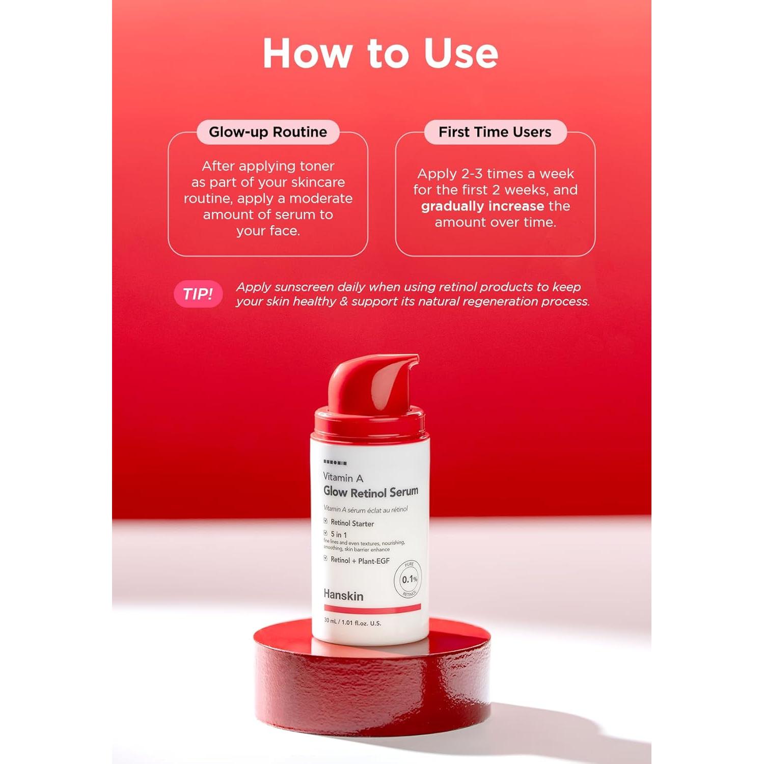 Suero Facial de Retinol Puro Hanskin 0.1% 30ml Antienvejecimiento