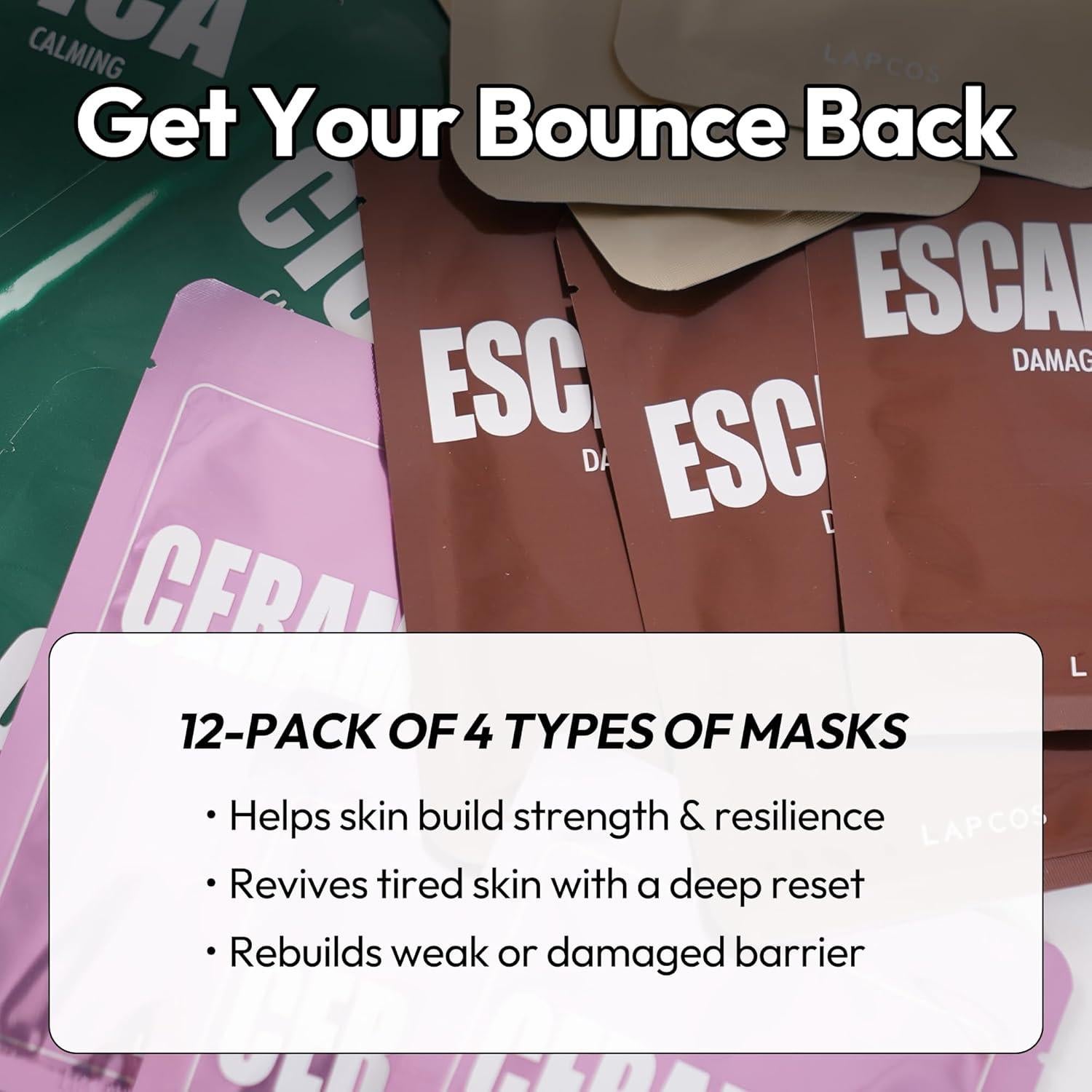 Mascarillas Faciales LAPCOS - Paquete Variado de 12 Unidades