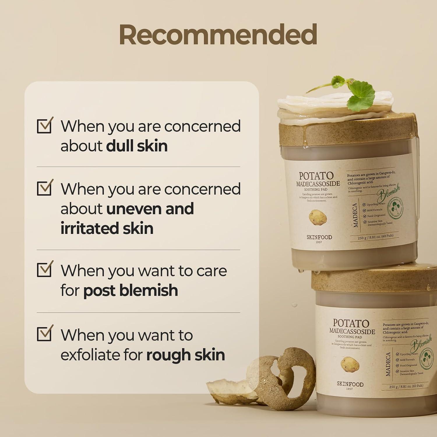 Tónico Facial Skinfood Madecassoside Patata 60 Almohadillas