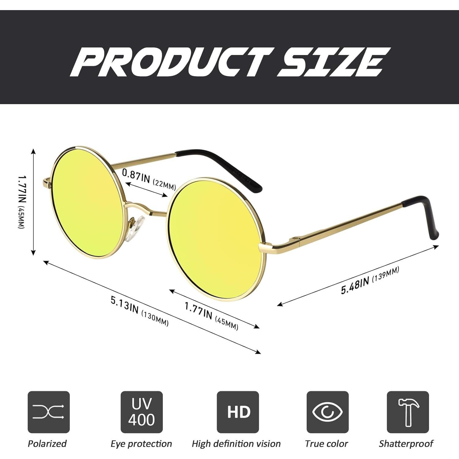 Gafas de Sol Redondas Polarizadas CGID UV400 Retro 45mm