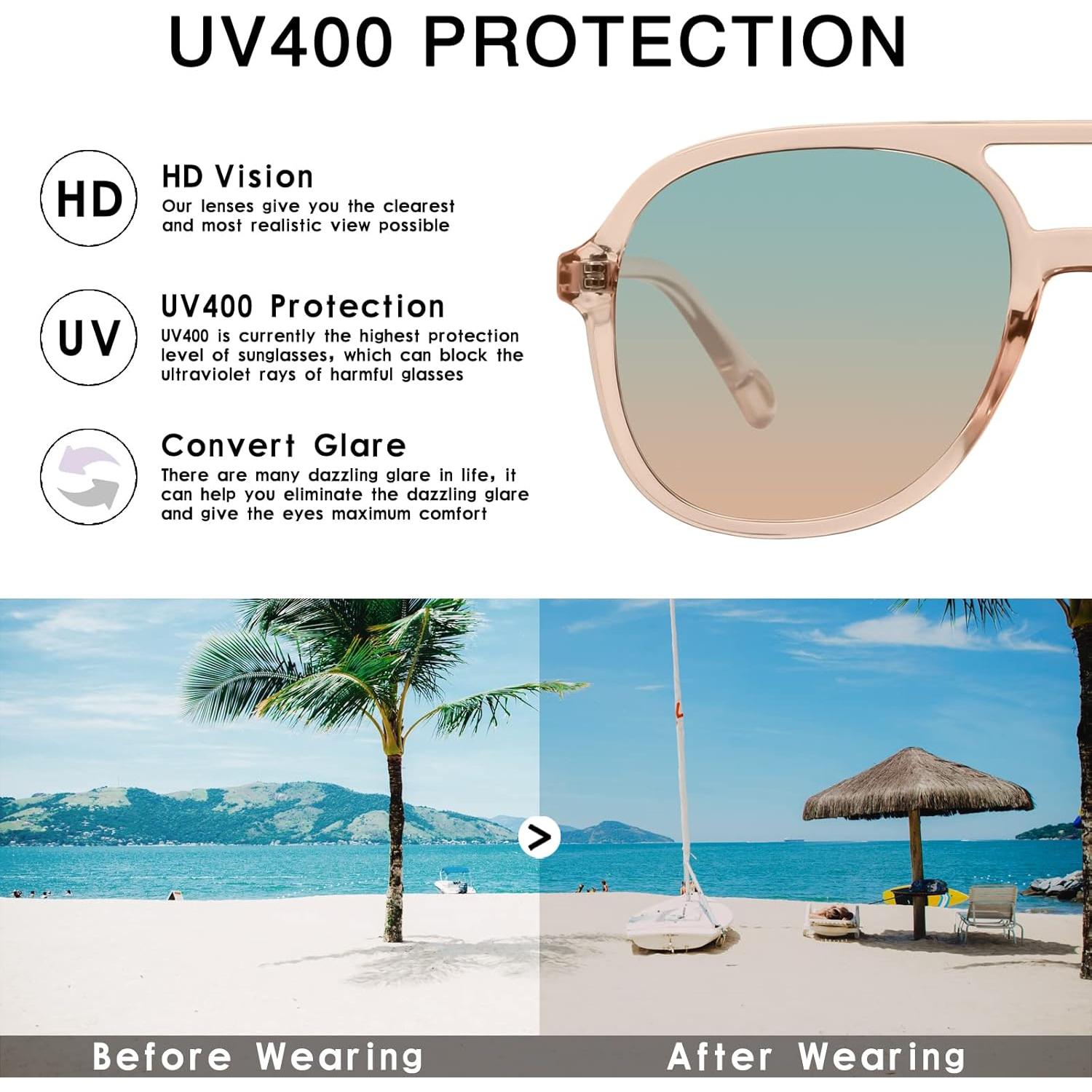 Gafas de Sol Retro Cuadradas YDAOWKN UV400 Unisex