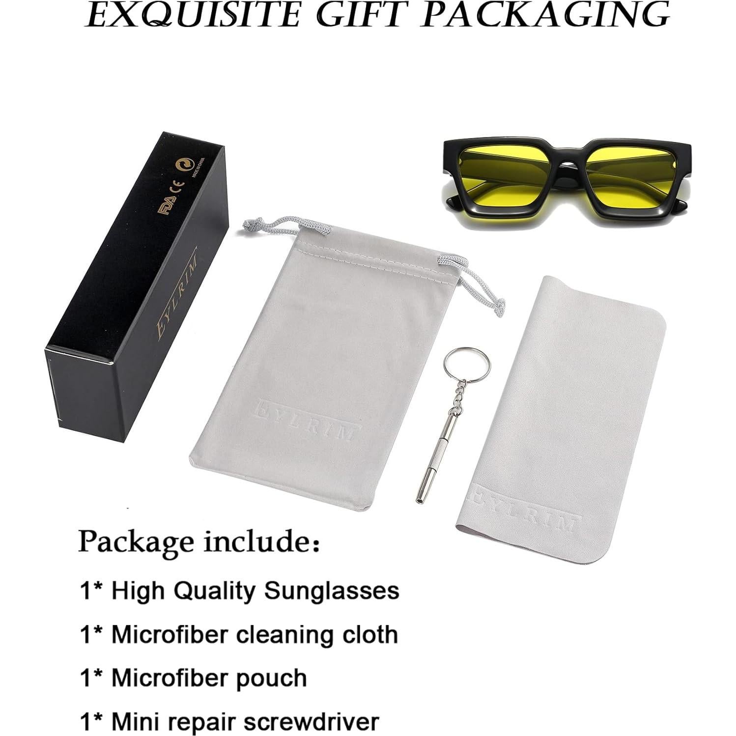 Gafas de sol gruesas cuadradas EYLRIM UV400 unisex