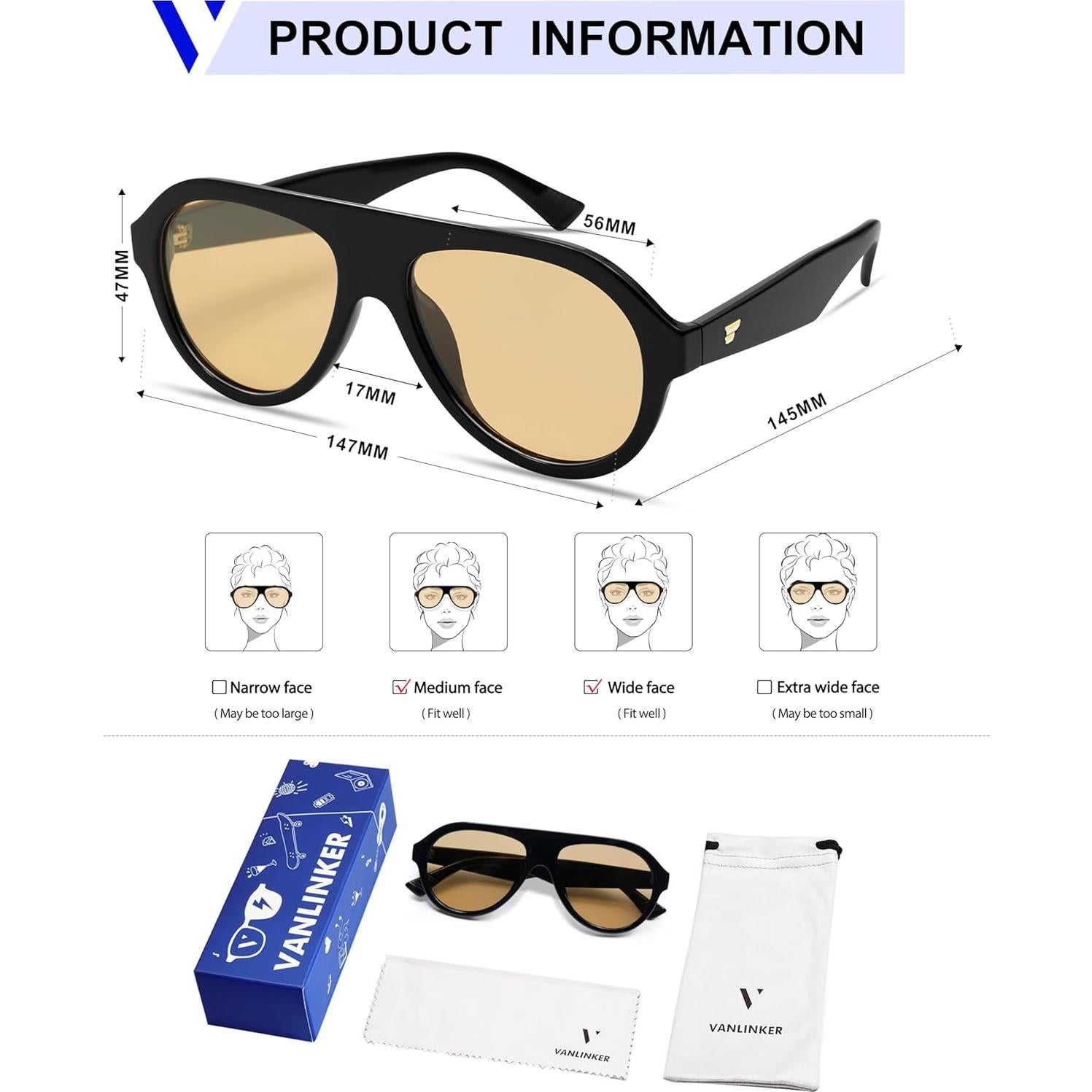 Gafas de sol aviador polarizadas VANLINKER VL9750 unisex