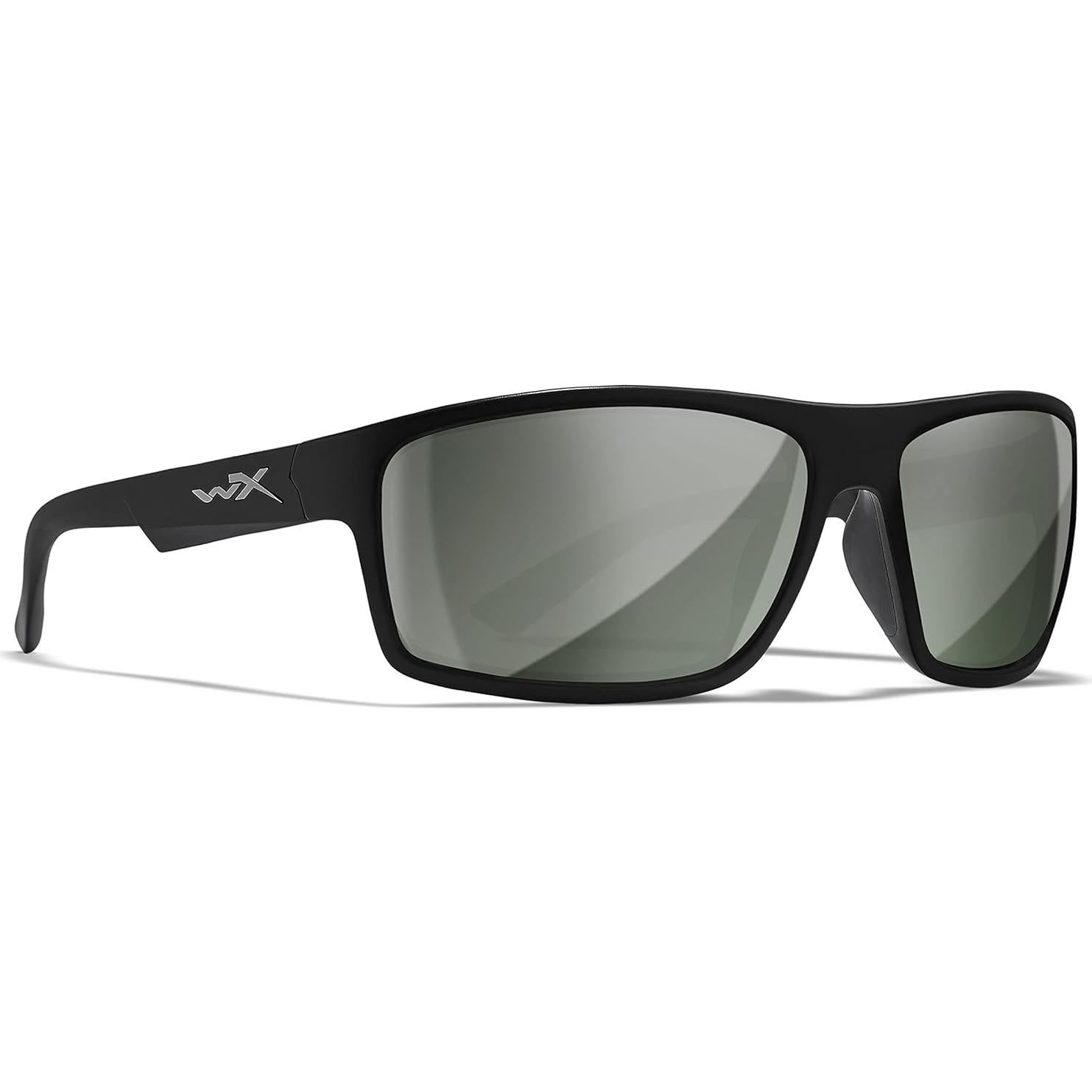 Wiley X Peak Sunglasses, Safety Glasses for Men and Women, UV Eye Protection for Shooting, Fishing, Biking, and Extreme Sports, Matte Black Frames, Silver Flash Tinted Lenses