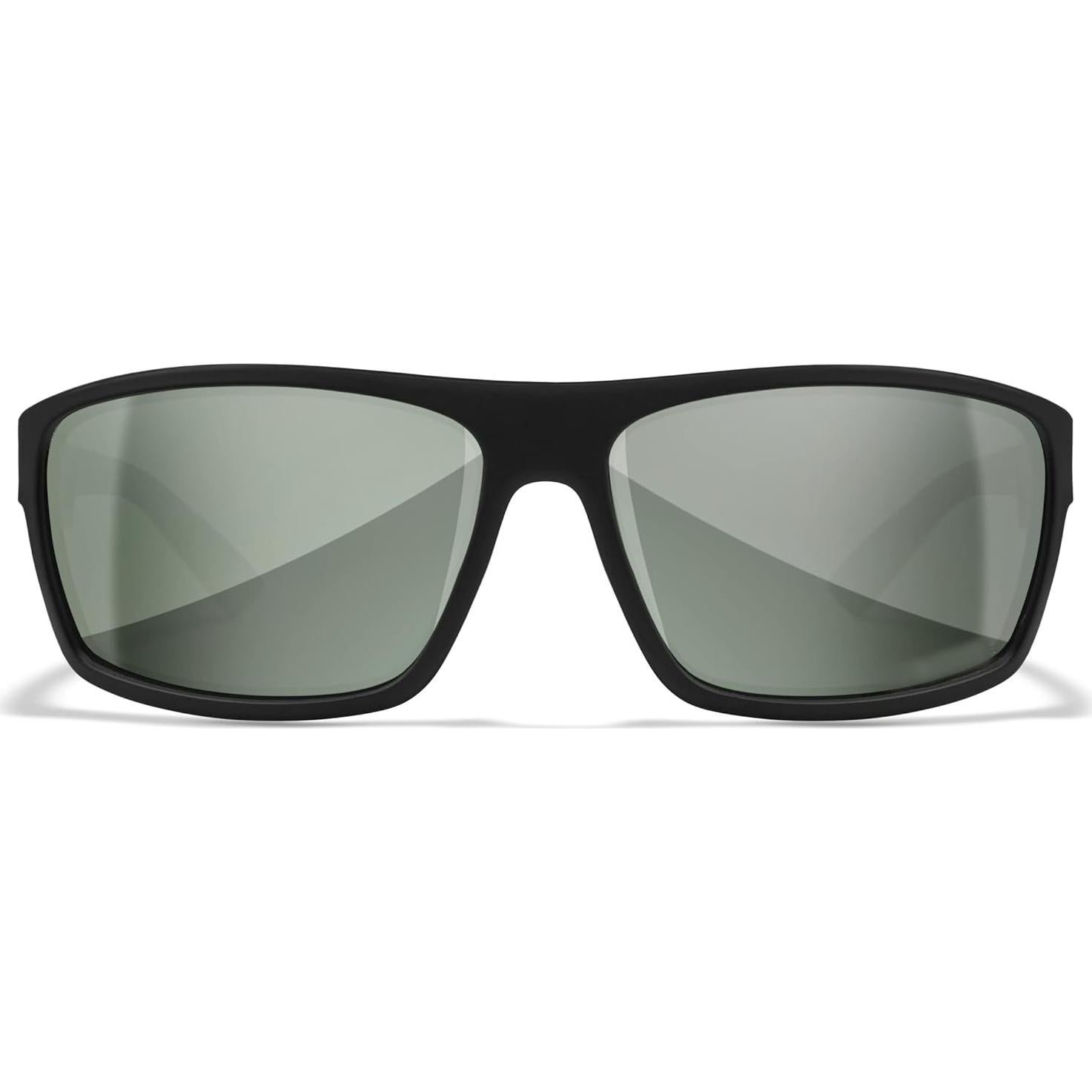 Wiley X Peak Sunglasses, Safety Glasses for Men and Women, UV Eye Protection for Shooting, Fishing, Biking, and Extreme Sports, Matte Black Frames, Silver Flash Tinted Lenses