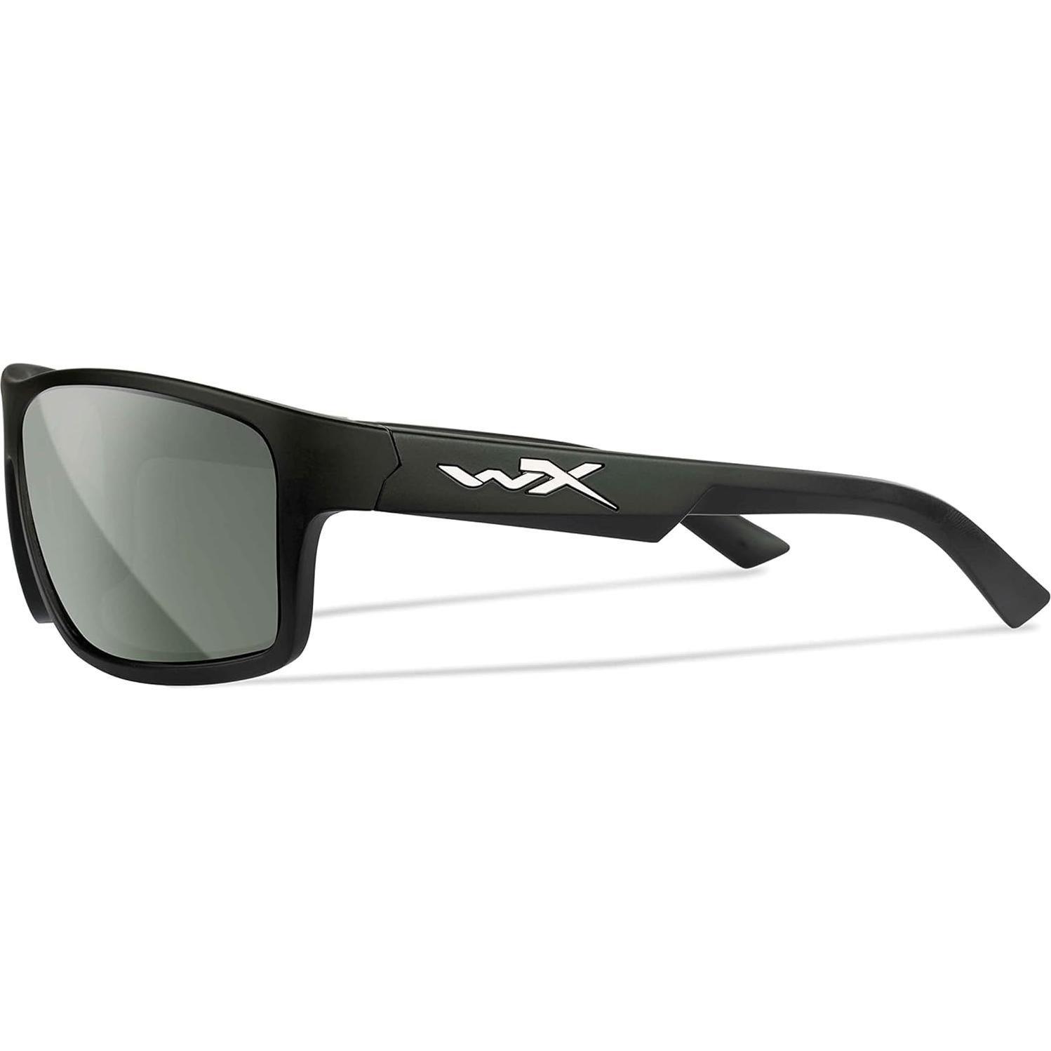 Wiley X Peak Sunglasses, Safety Glasses for Men and Women, UV Eye Protection for Shooting, Fishing, Biking, and Extreme Sports, Matte Black Frames, Silver Flash Tinted Lenses