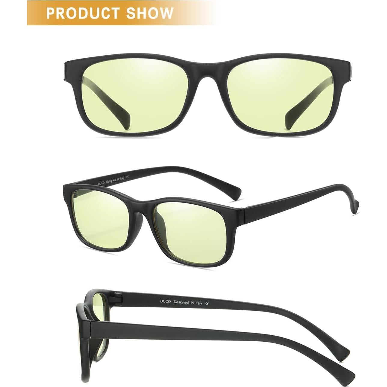 Gafas DUCO Anti Luz Azul para Computadora y Juegos - Montura Negra