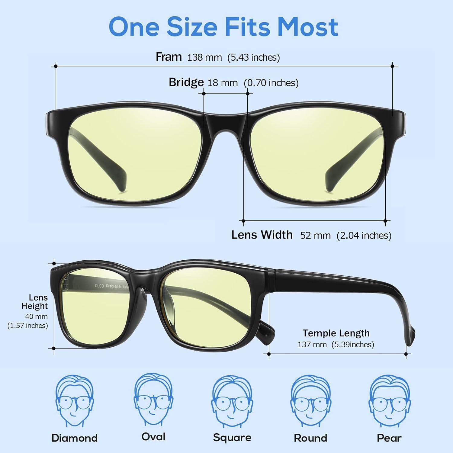 Gafas de Luz Azul DUCO 8016 con Lente Ámbar UV400