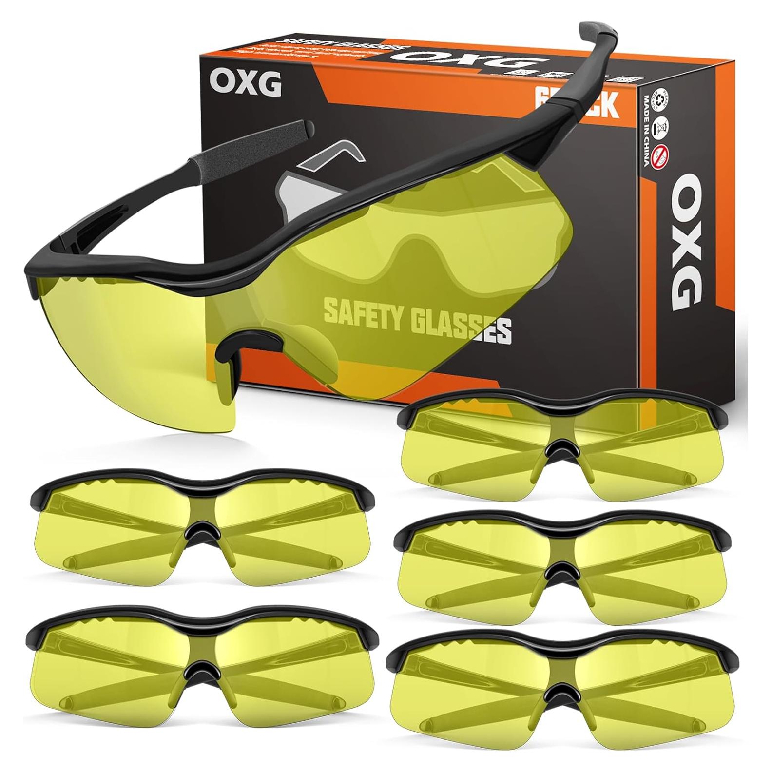 Paquete de 6 Gafas de Seguridad OXG Unisex ANSI Z87.1 UV