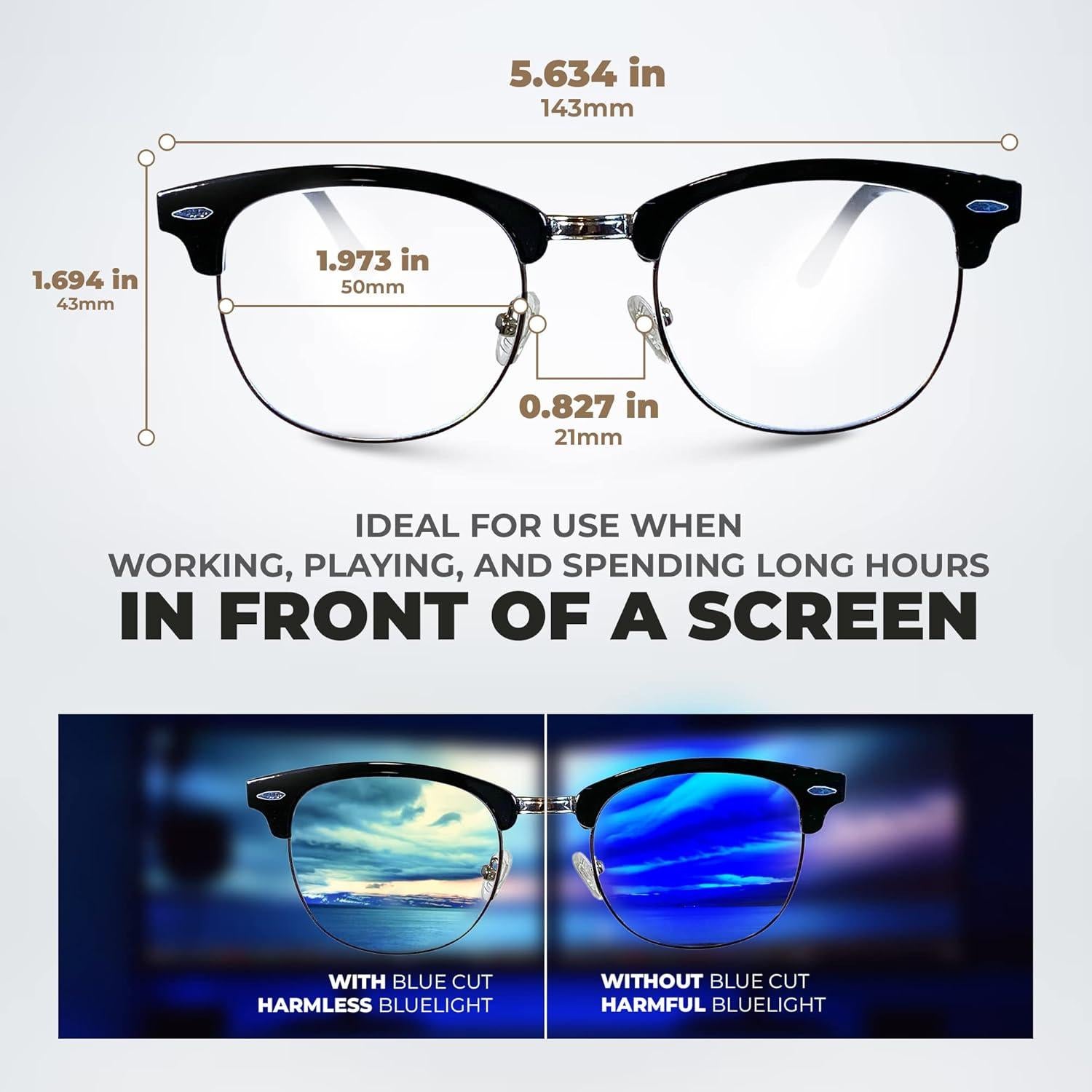 Gafas de Bloqueo de Luz Azul Blue Cut - Unisex, Antifatiga