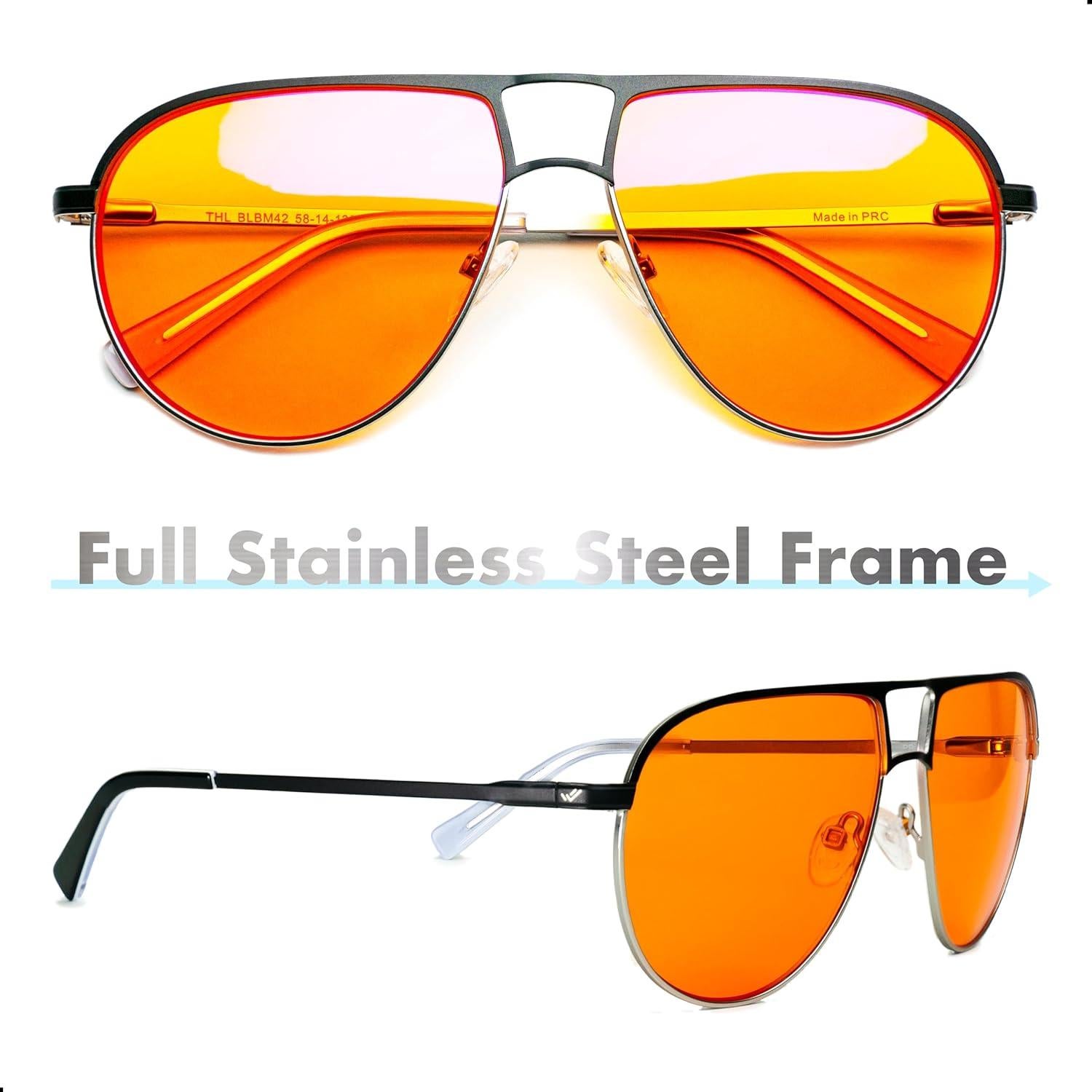 Gafas Aviador Naranjas Anti Luz Azul - Bloqueo 97% - Unisex