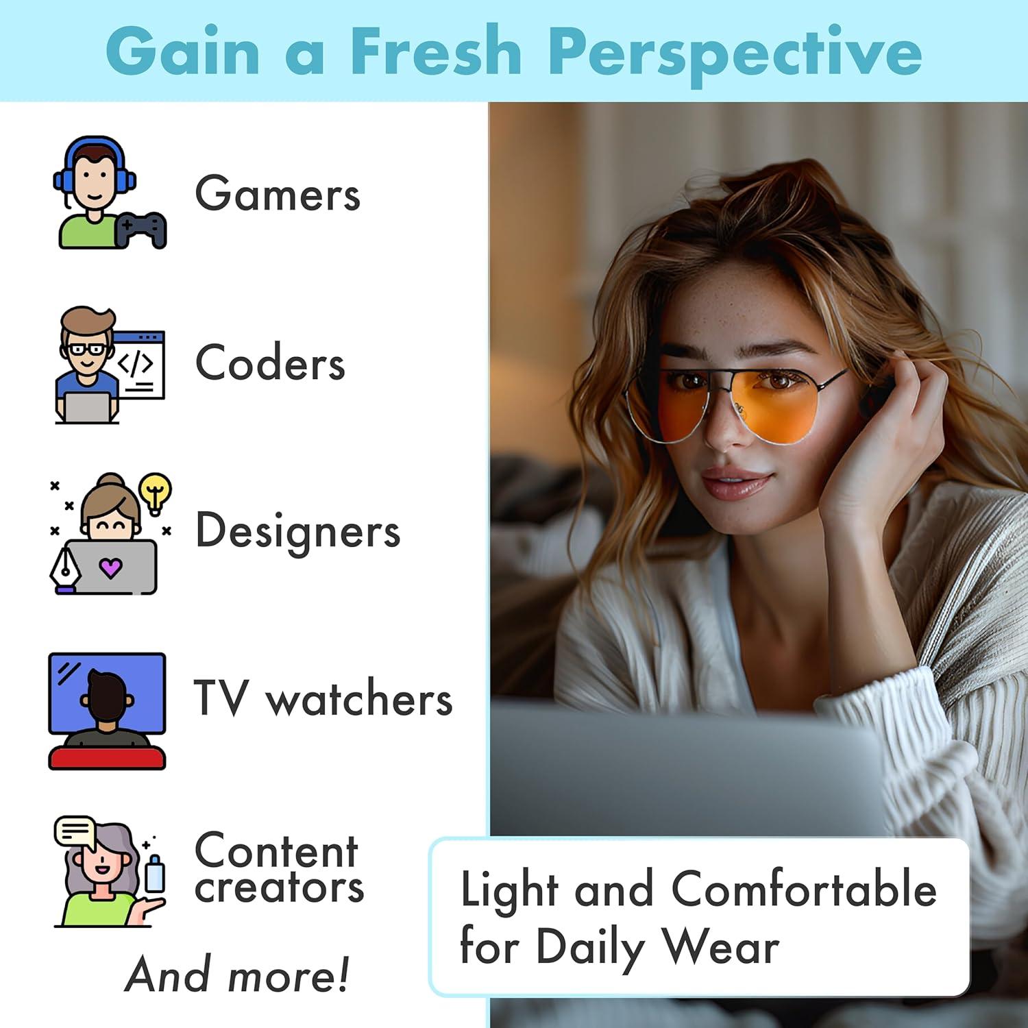 Gafas Aviador Naranjas Anti Luz Azul - Bloqueo 97% - Unisex