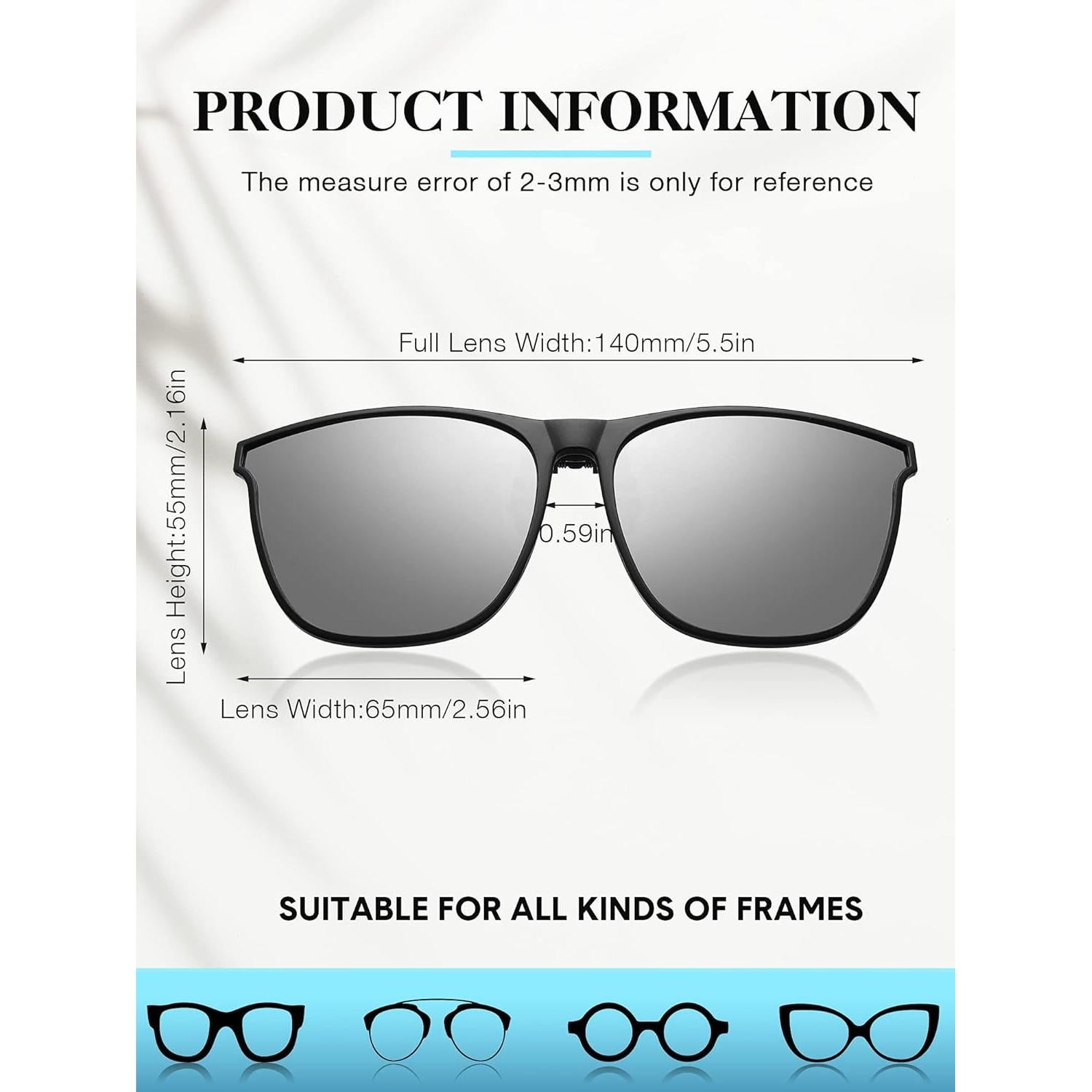 Gafas de sol polarizadas de clip Frienda - 3 pares grandes