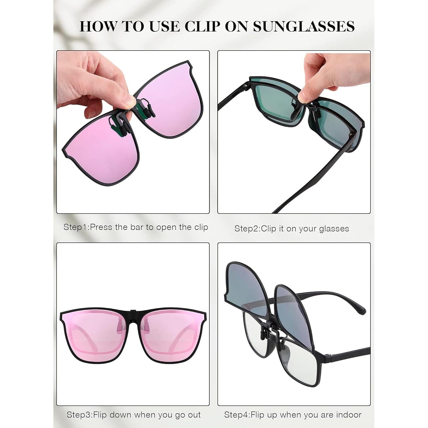 Gafas de sol polarizadas de clip Frienda - 3 pares grandes