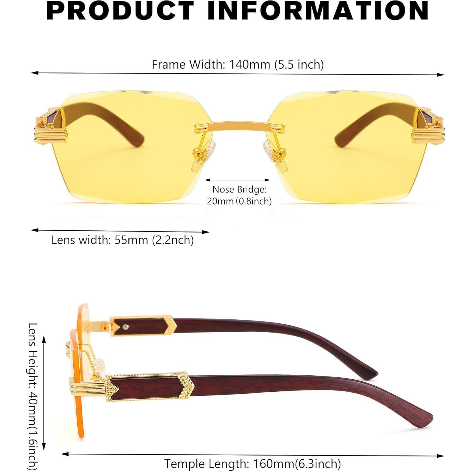 Gafas de sol sin montura Pro Acme UV400 unisex 55mm amarillas