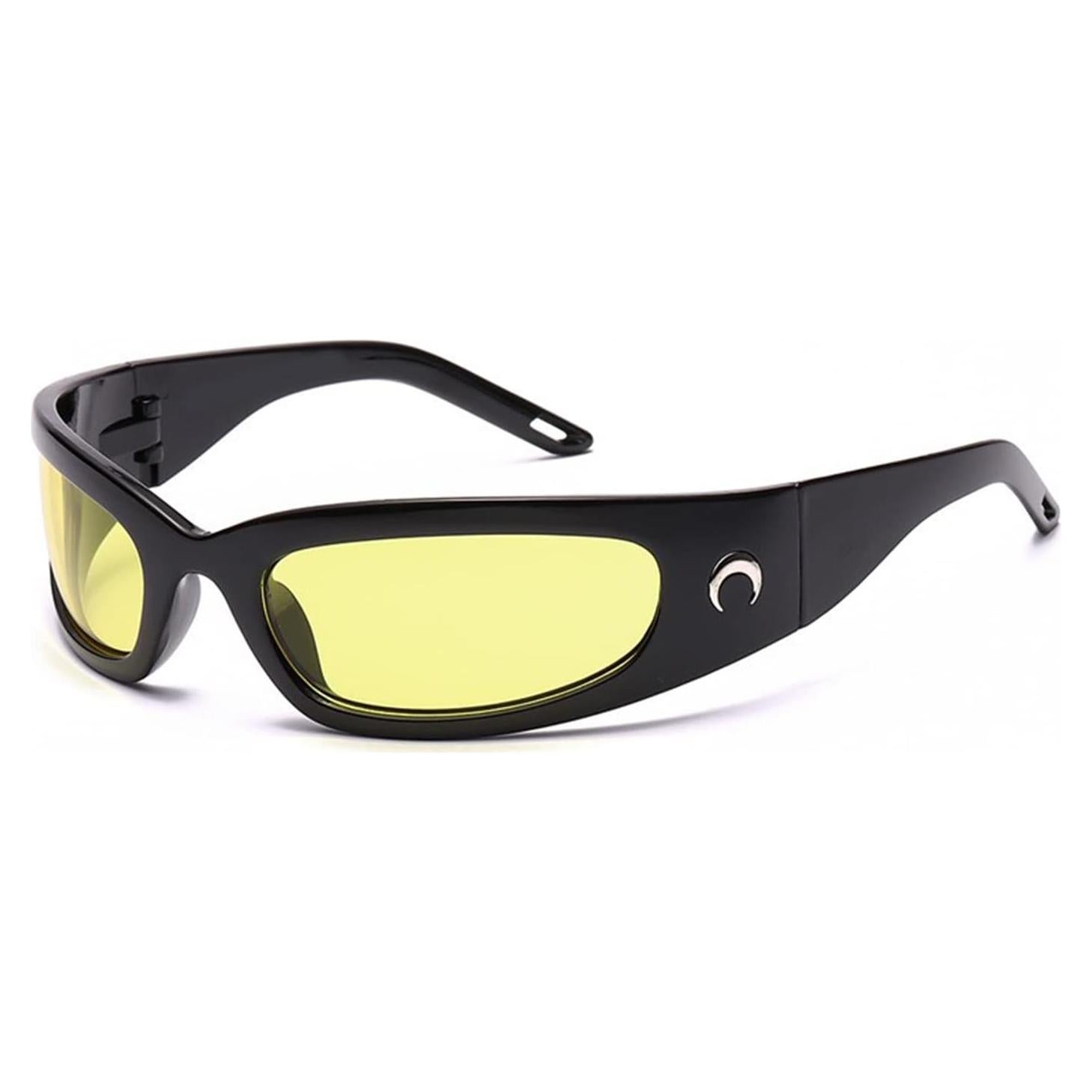 Gafas de sol envolventes PEGH negras con lente amarilla UV400