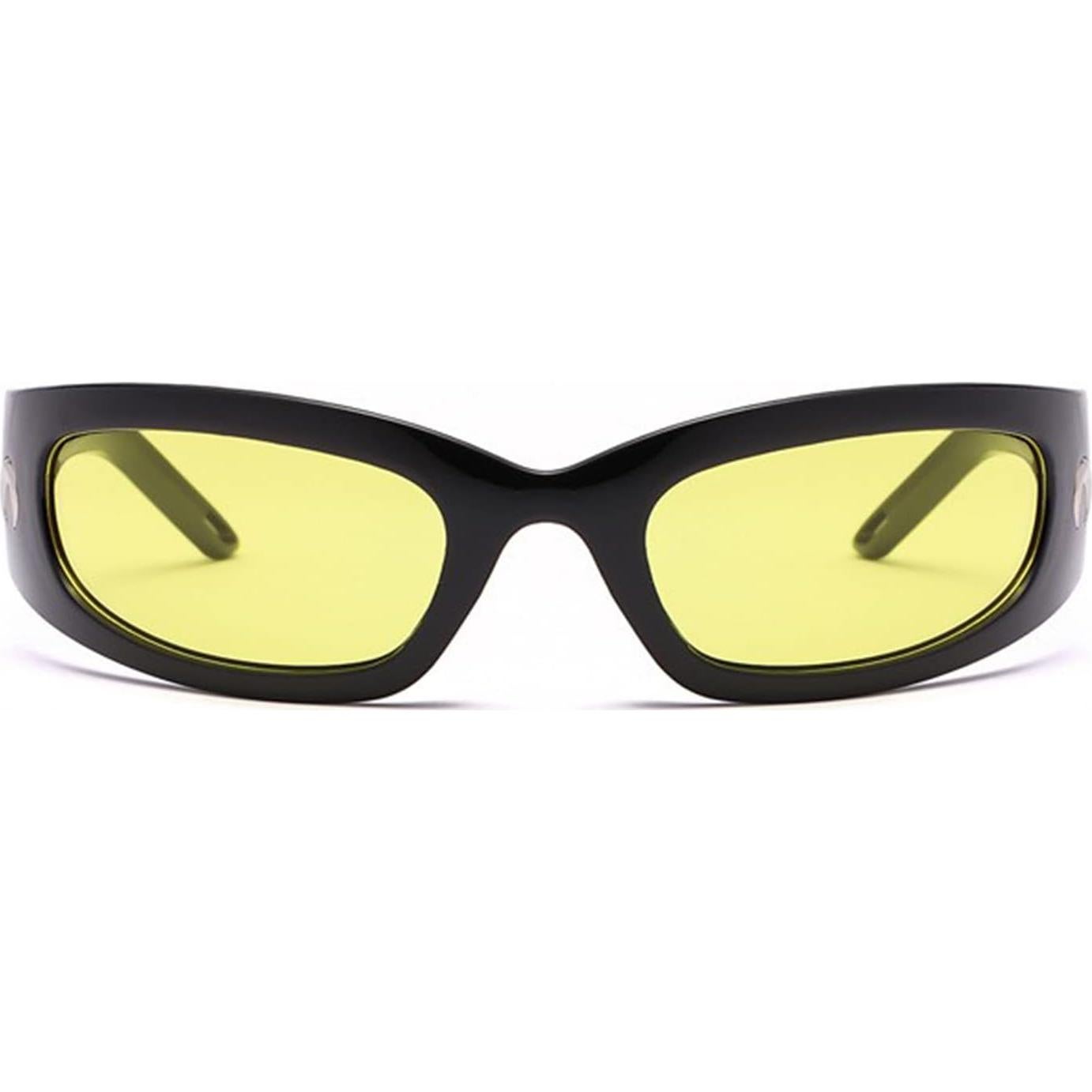 Gafas de sol envolventes PEGH negras con lente amarilla UV400