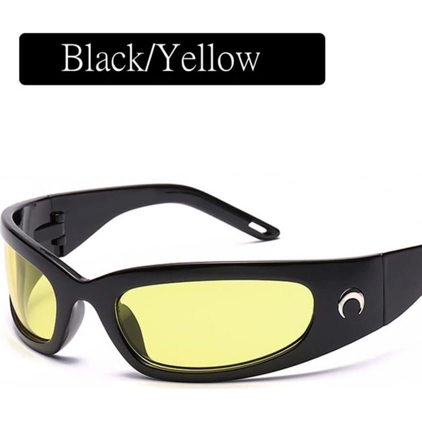 Gafas de sol envolventes PEGH negras con lente amarilla UV400