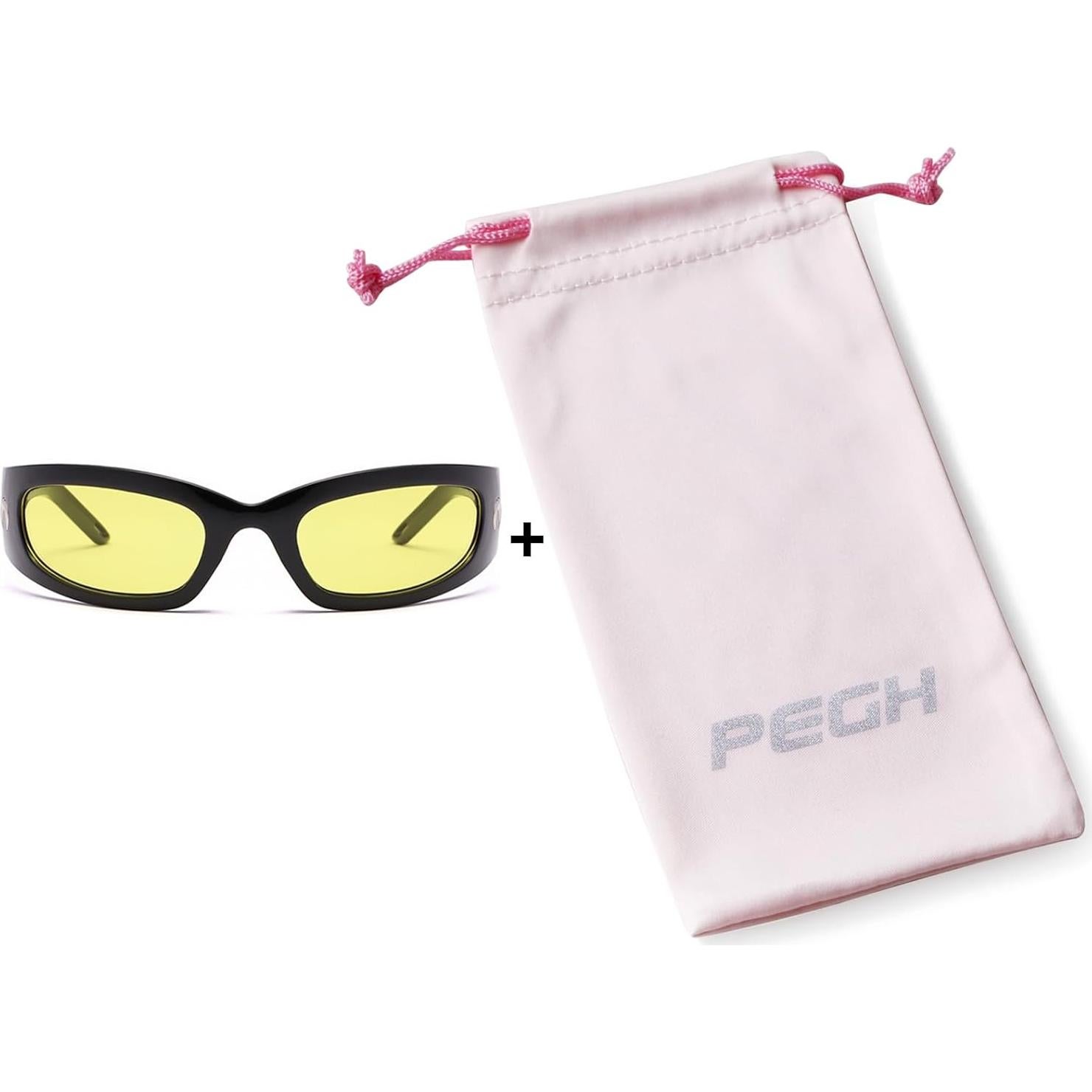 Gafas de sol envolventes PEGH negras con lente amarilla UV400