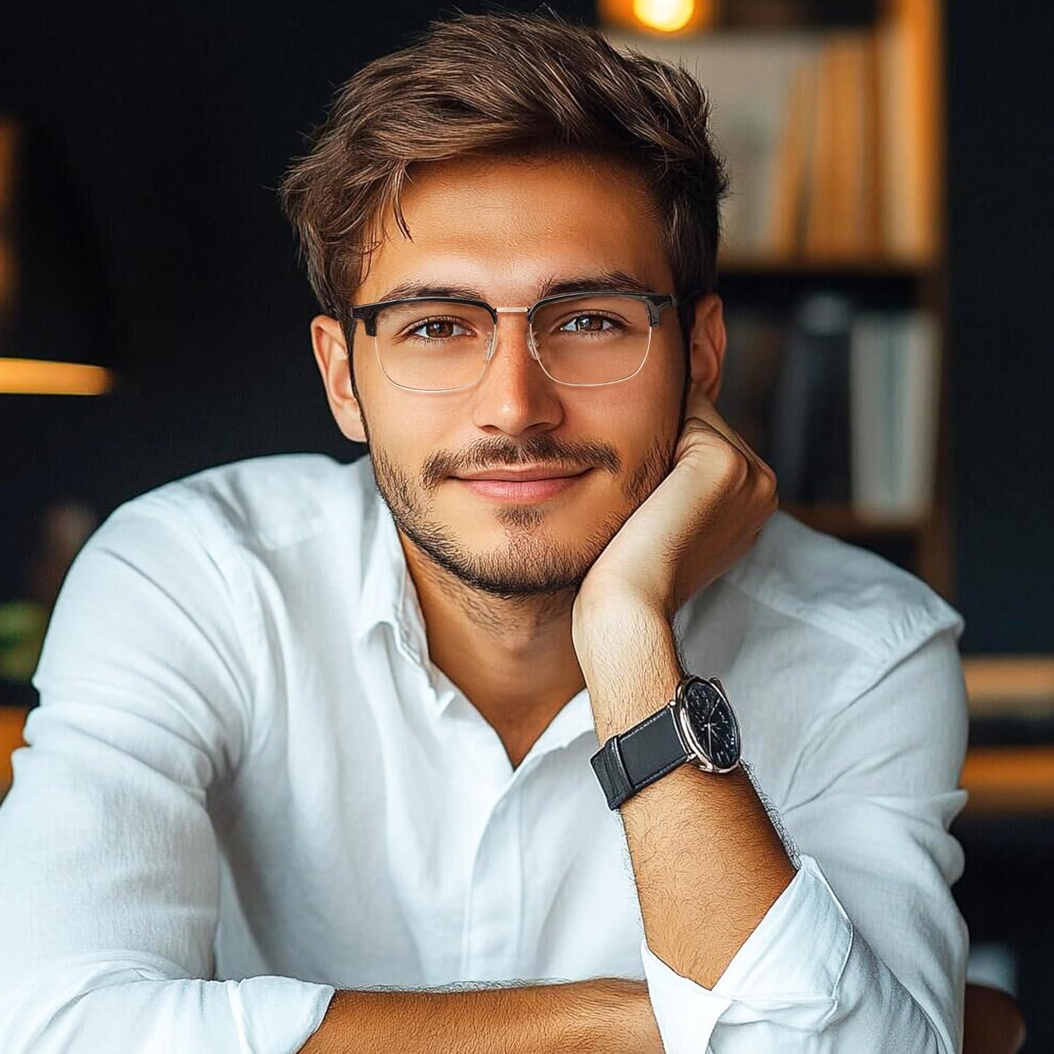 Gafas Anti Luz Azul Cyxus 8217 para Hombres - Montura Metal y TR90