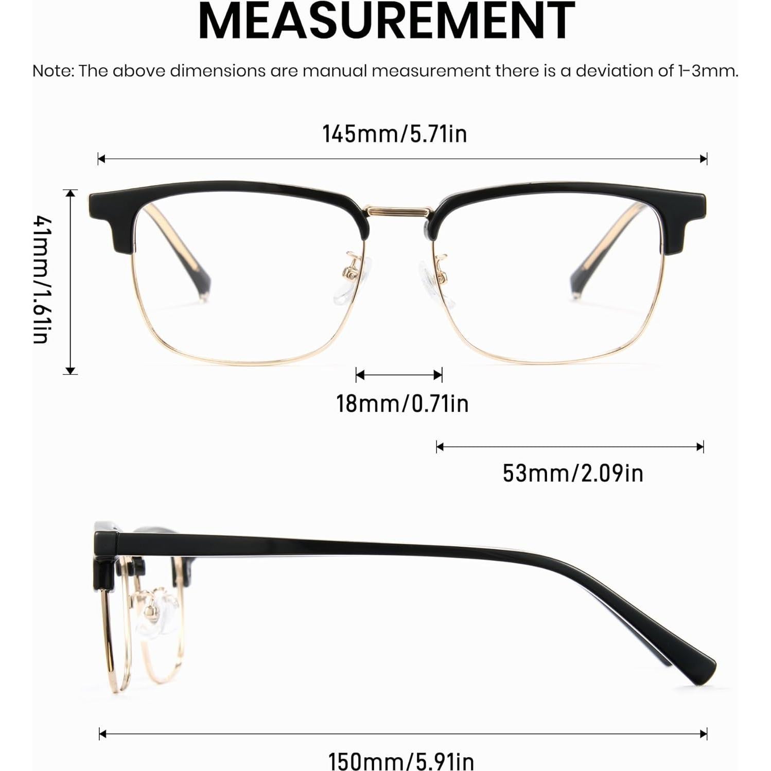 Gafas Anti Luz Azul Cyxus 8217 para Hombres - Montura Metal y TR90