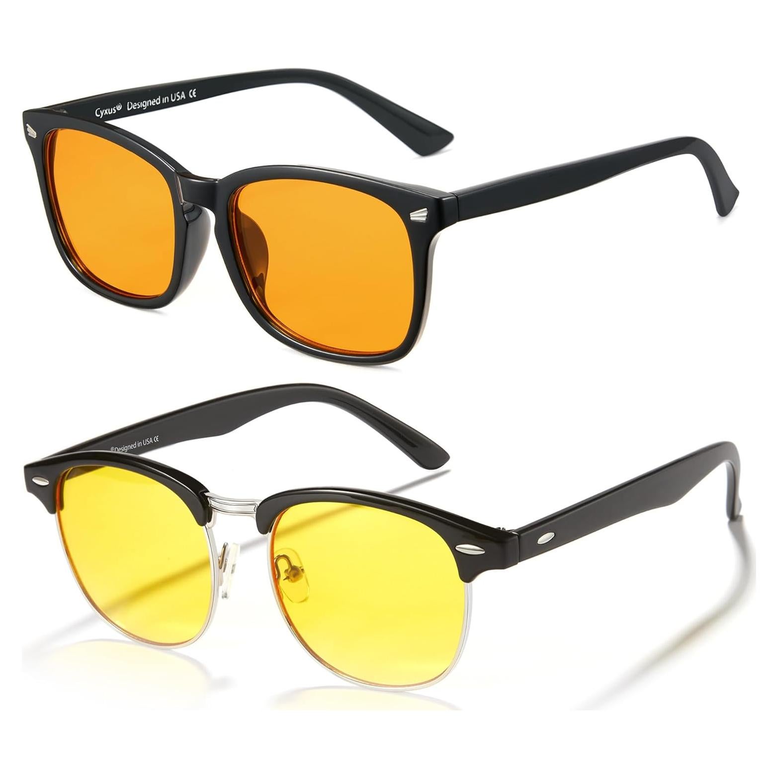 Gafas de Luz Azul Cyxus 2 Pack para Gamers UV400 Naranja+Amarillo