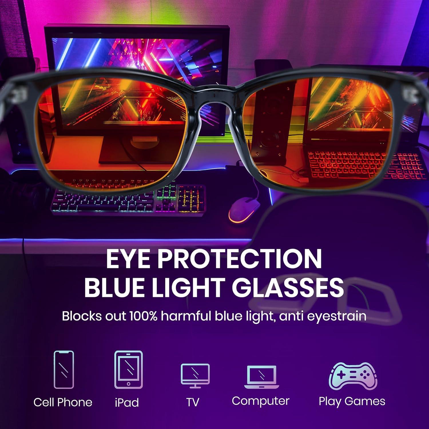Gafas de Luz Azul Cyxus 2 Pack para Gamers UV400 Naranja+Amarillo