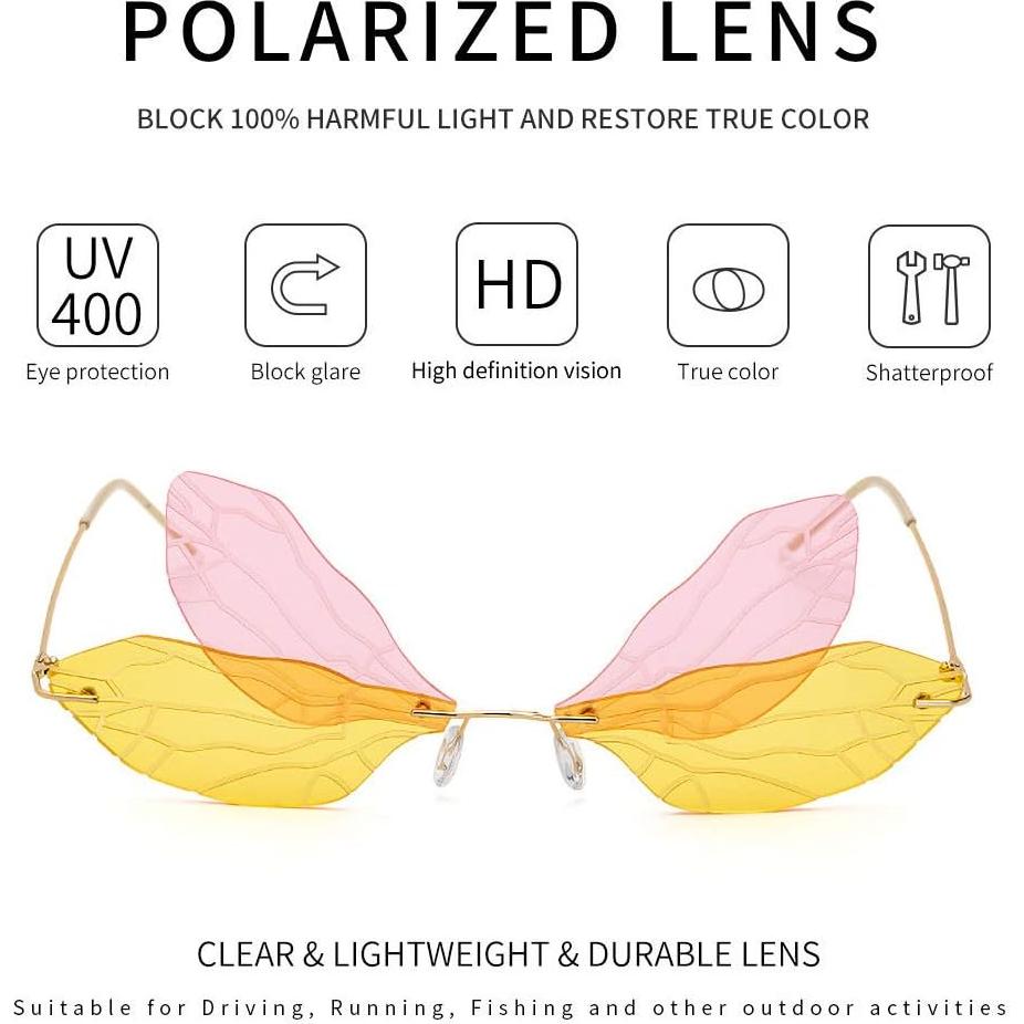 Gafas de sol sin montura BOJOD para mujeres, diseño libélula