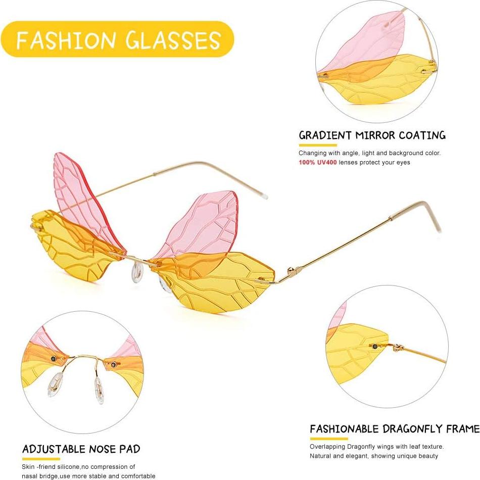 Gafas de sol sin montura BOJOD para mujeres, diseño libélula