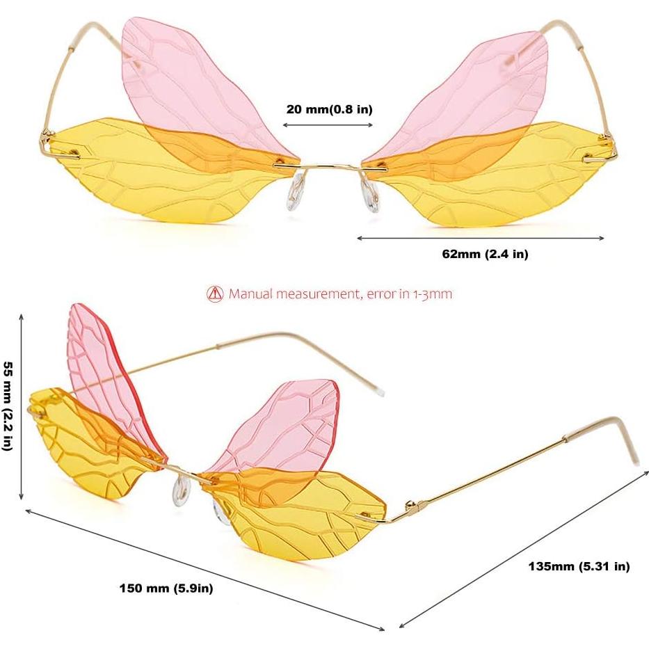 Gafas de sol sin montura BOJOD para mujeres, diseño libélula