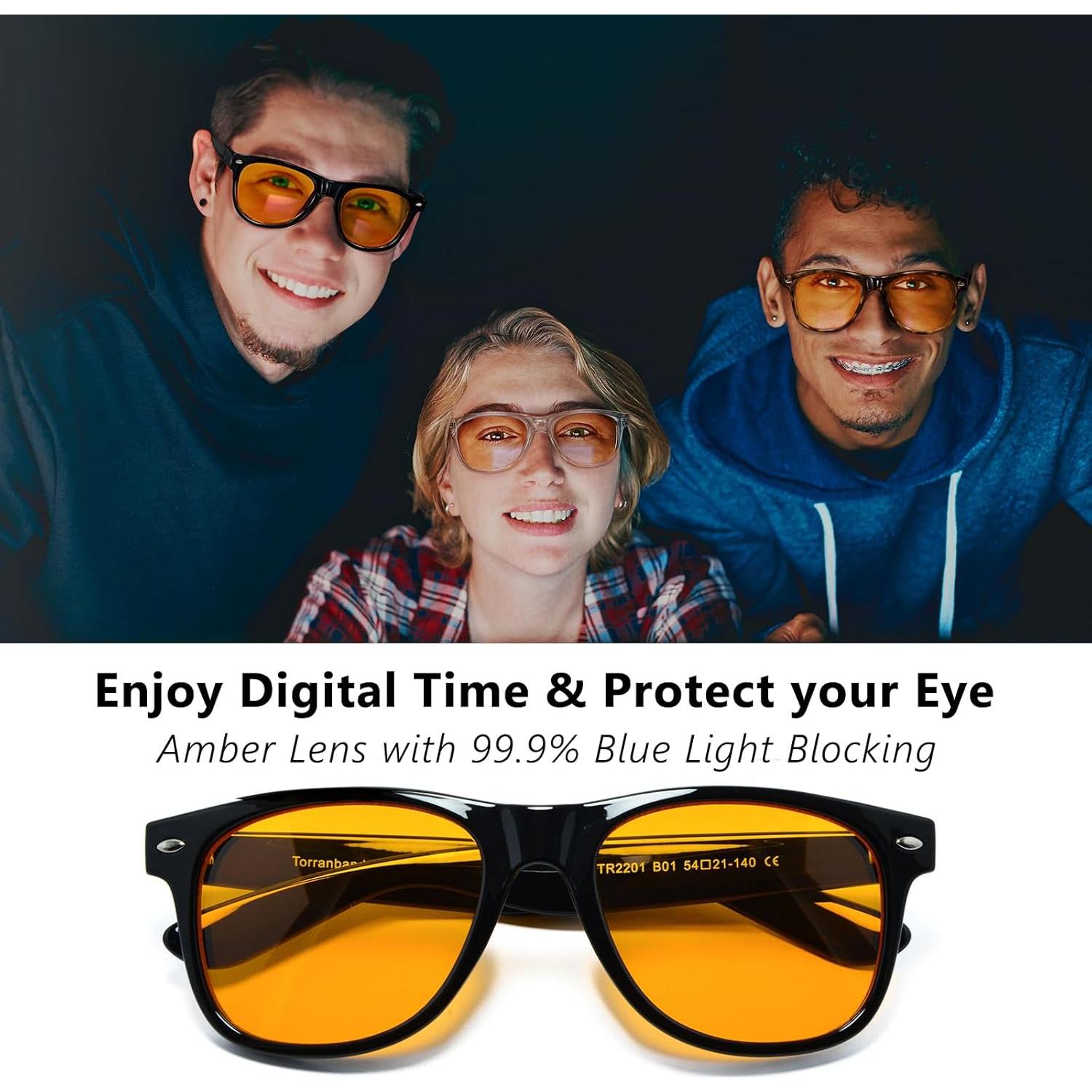 Gafas bloqueadoras de luz azul ámbar UV400 para computadora y juegos