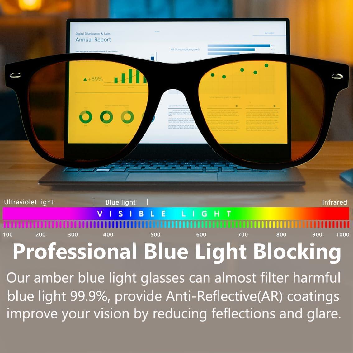 Gafas bloqueadoras de luz azul ámbar UV400 para computadora y juegos